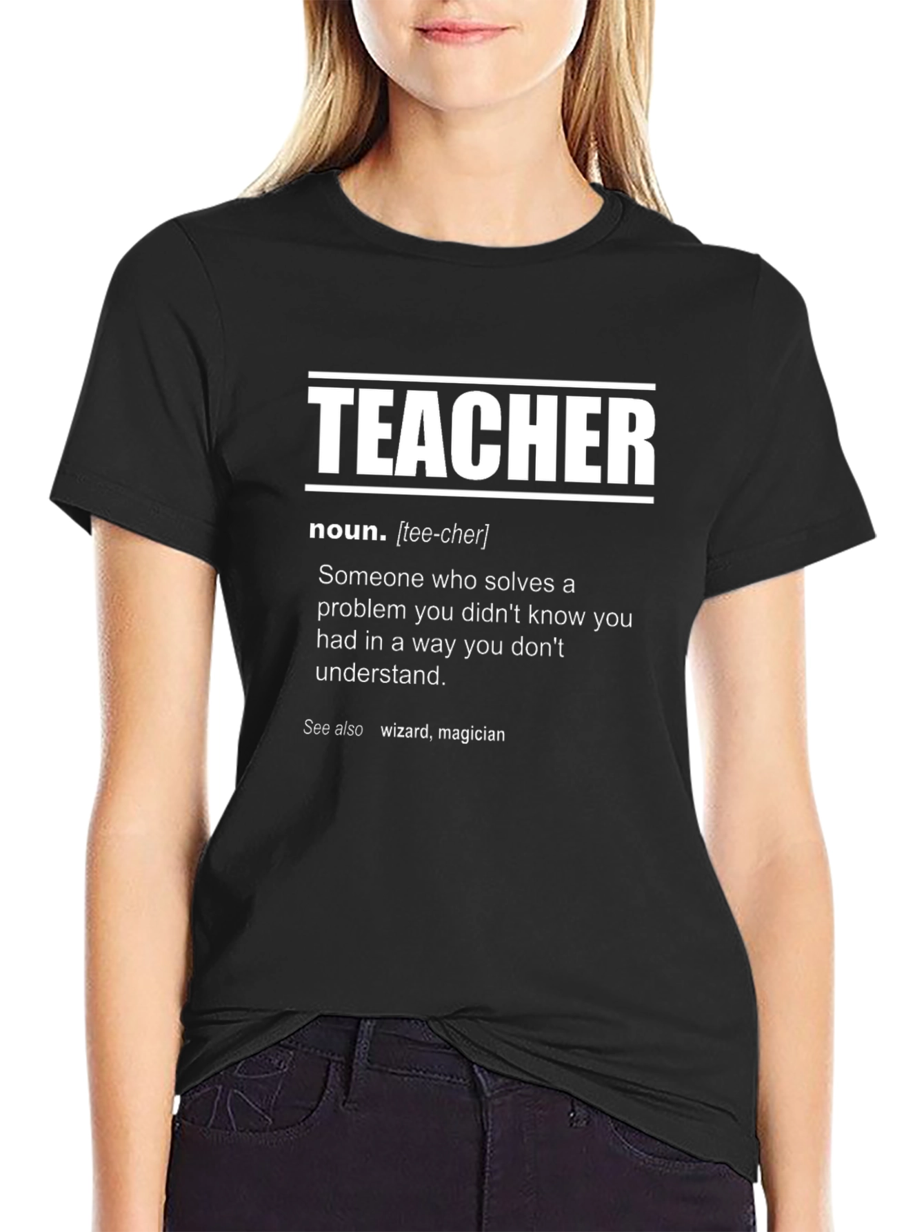 Black Teacher Definition T-Shirt - Wizard Magician Funny Tee view 2