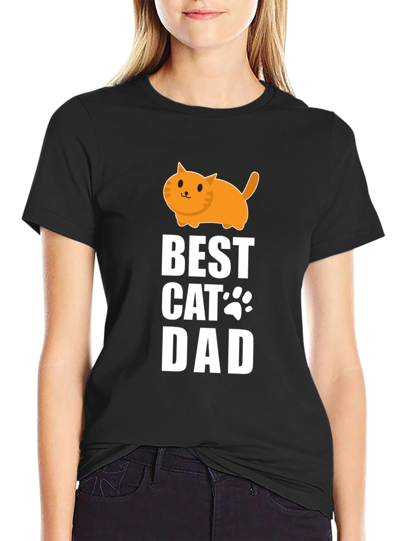 Black Best Cat Dad T-Shirt - Cute Graphic Tee view 2