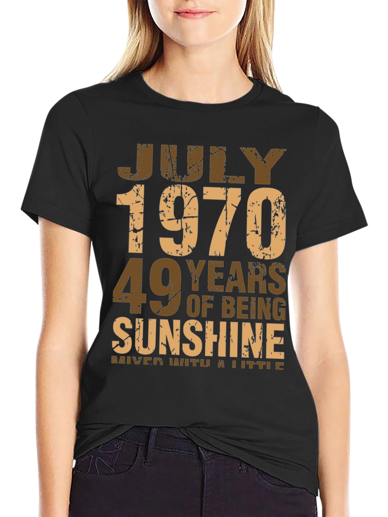 Black July 1970 Birthday T-Shirt - 49 Years of Sunshine! view 2