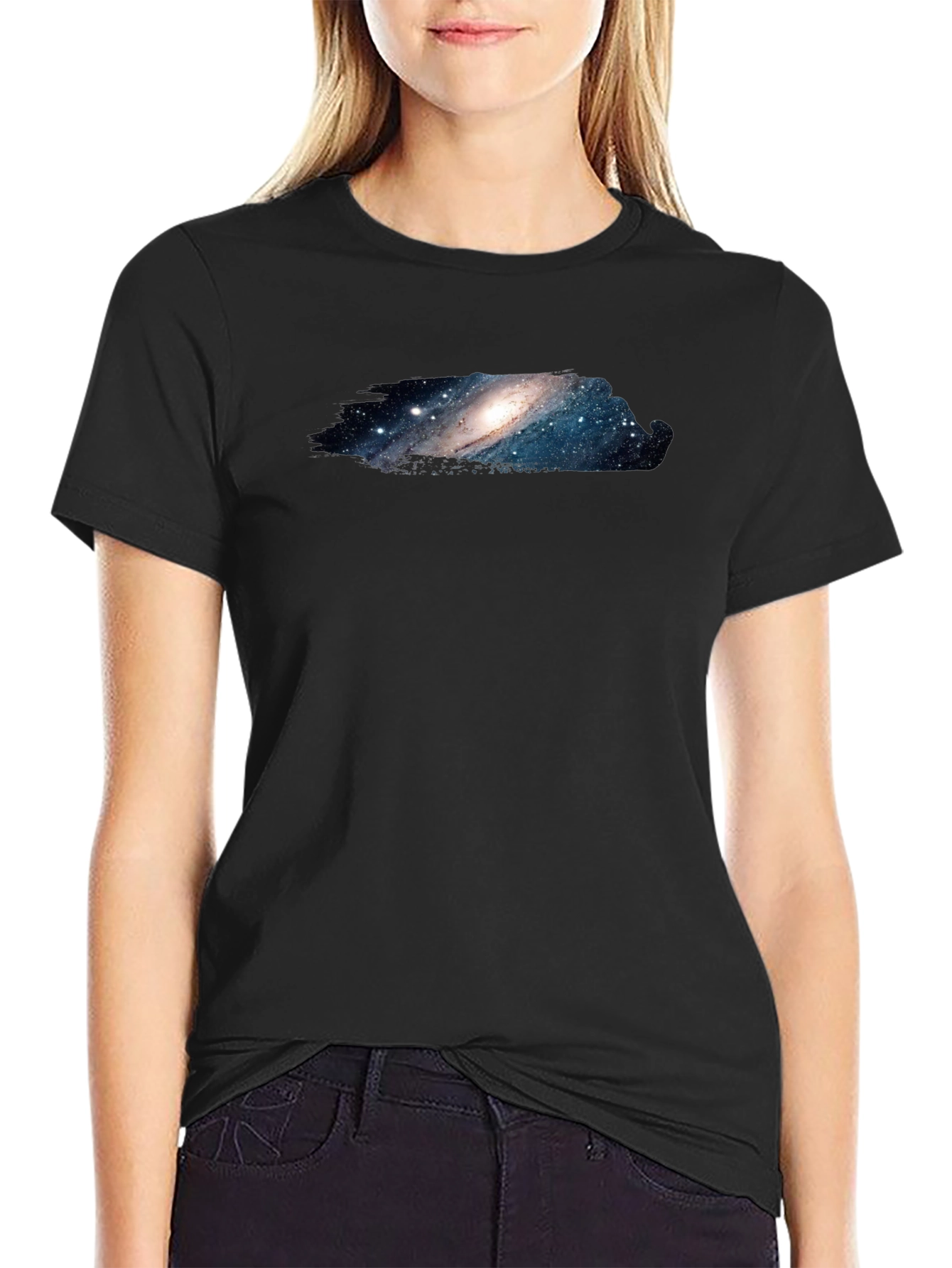 Black Galaxy Print Black T-Shirt view 2