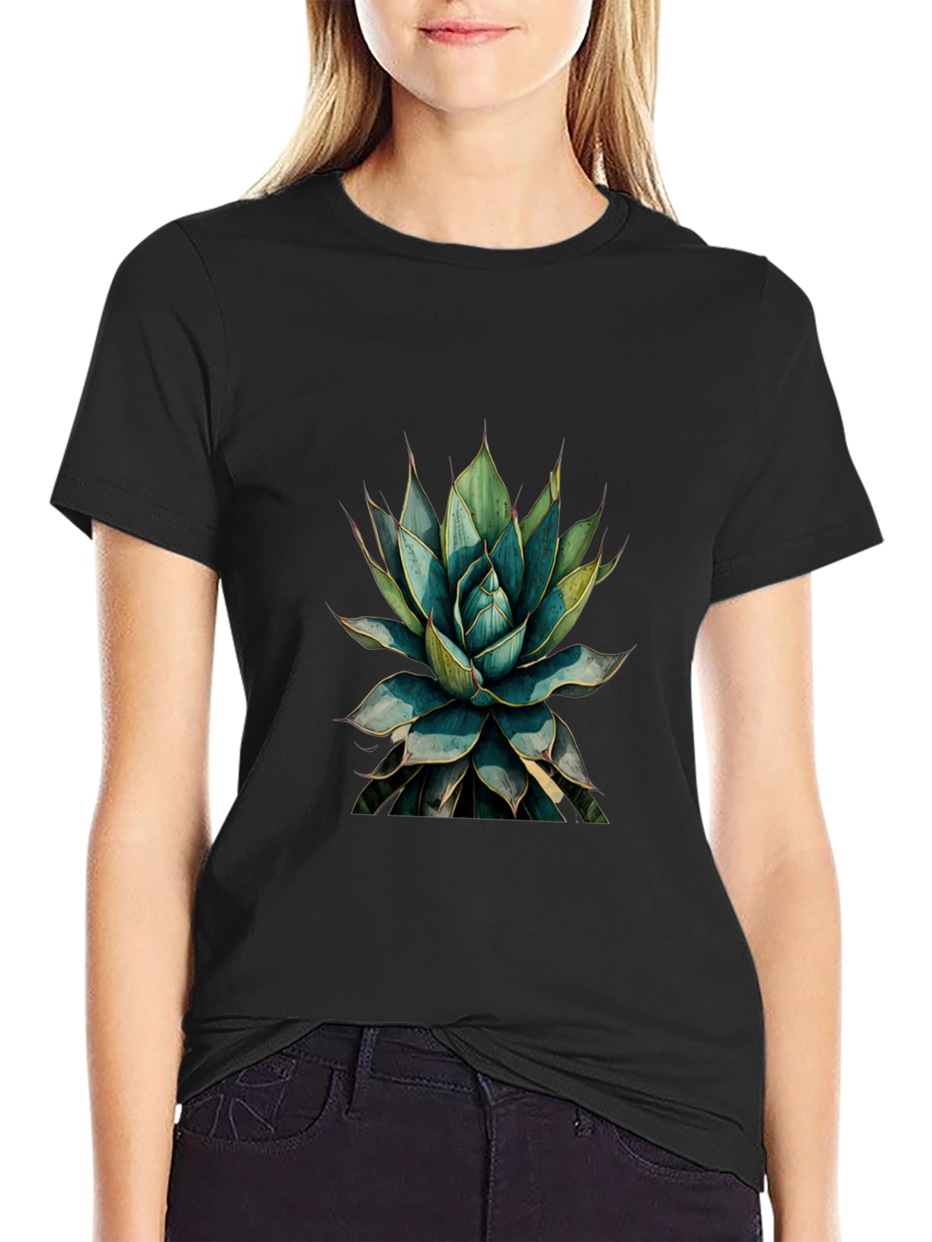 Black Botanical Graphic Tee - Desert Bloom Shirt view 2