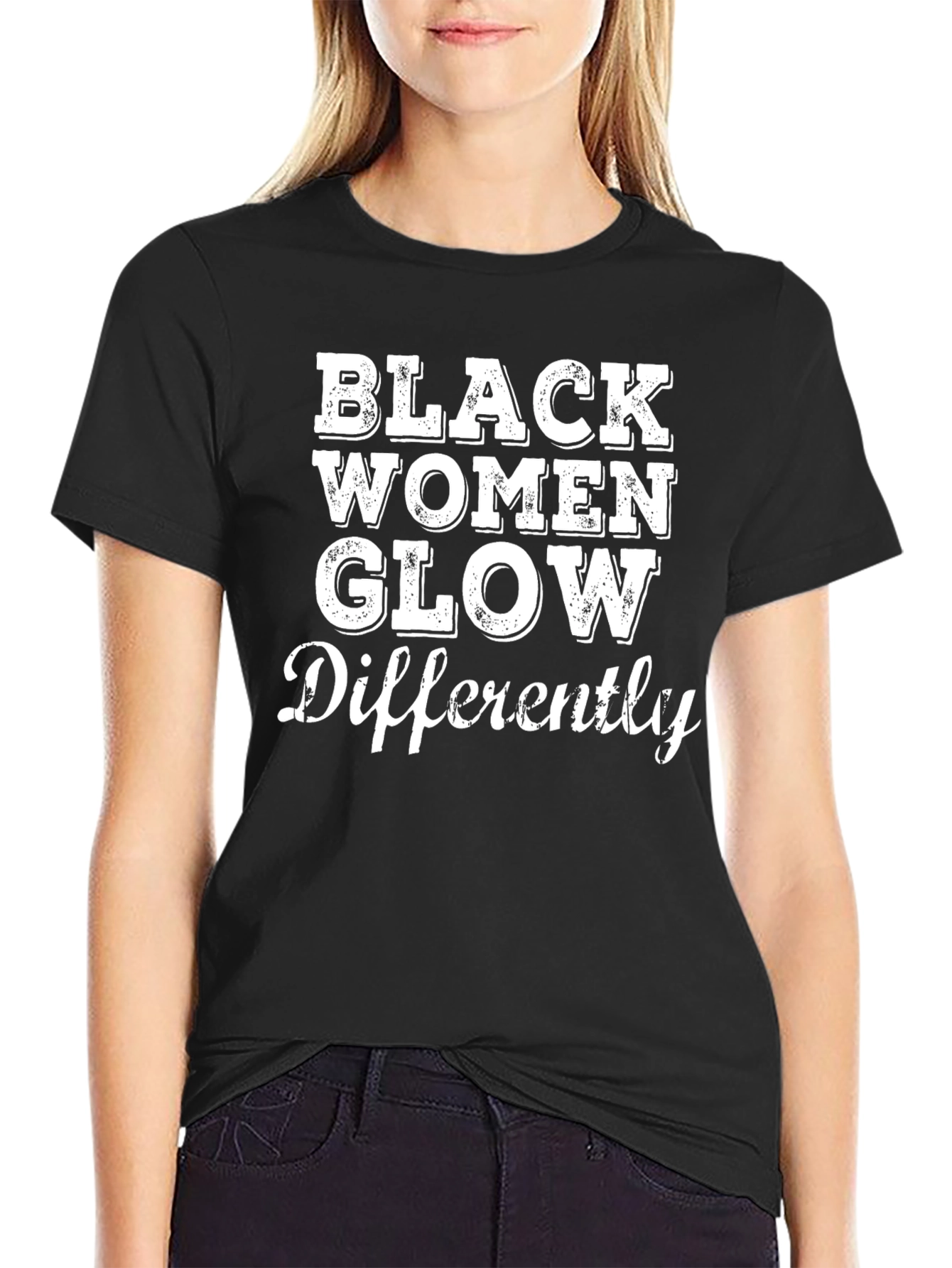 Black Black Women Glow Differently Graphic Tee view 2