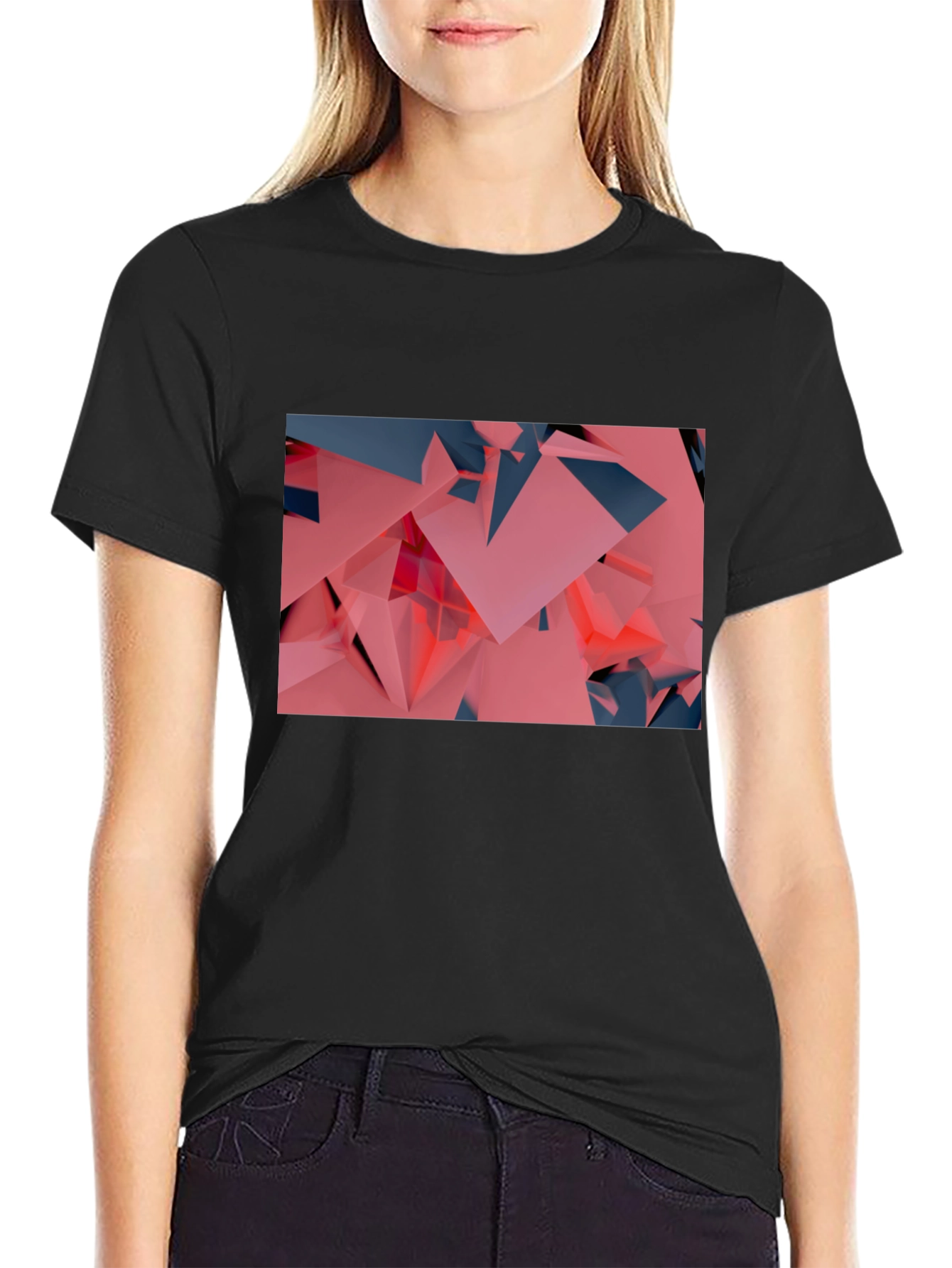Black Geometric Abstract T-Shirt view 2