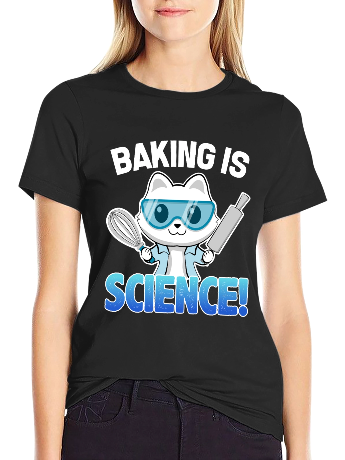 Black Baking is Science T-Shirt, Chef Cat Tee view 2
