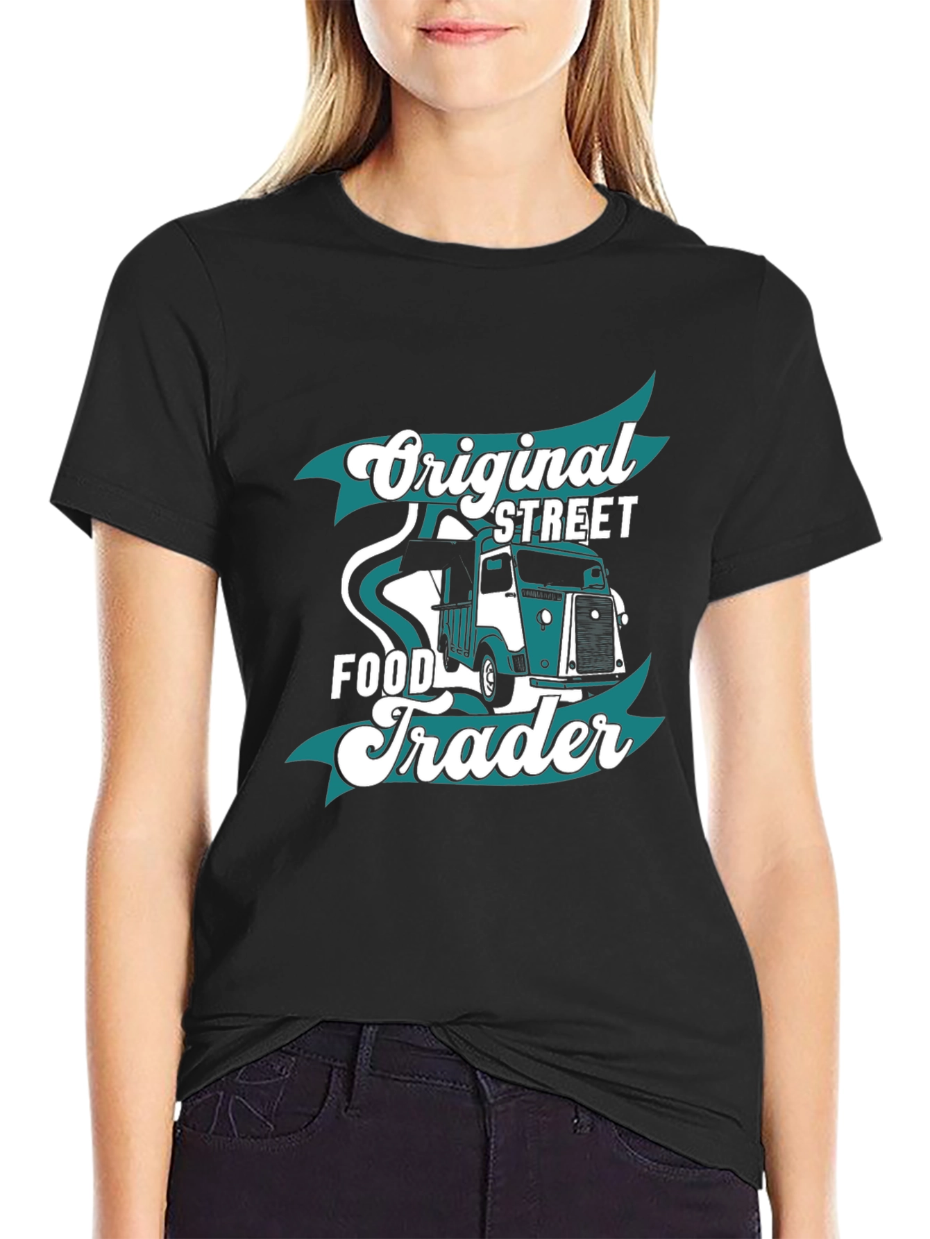 Black Original Street Food Trader Graphic T-Shirt view 2