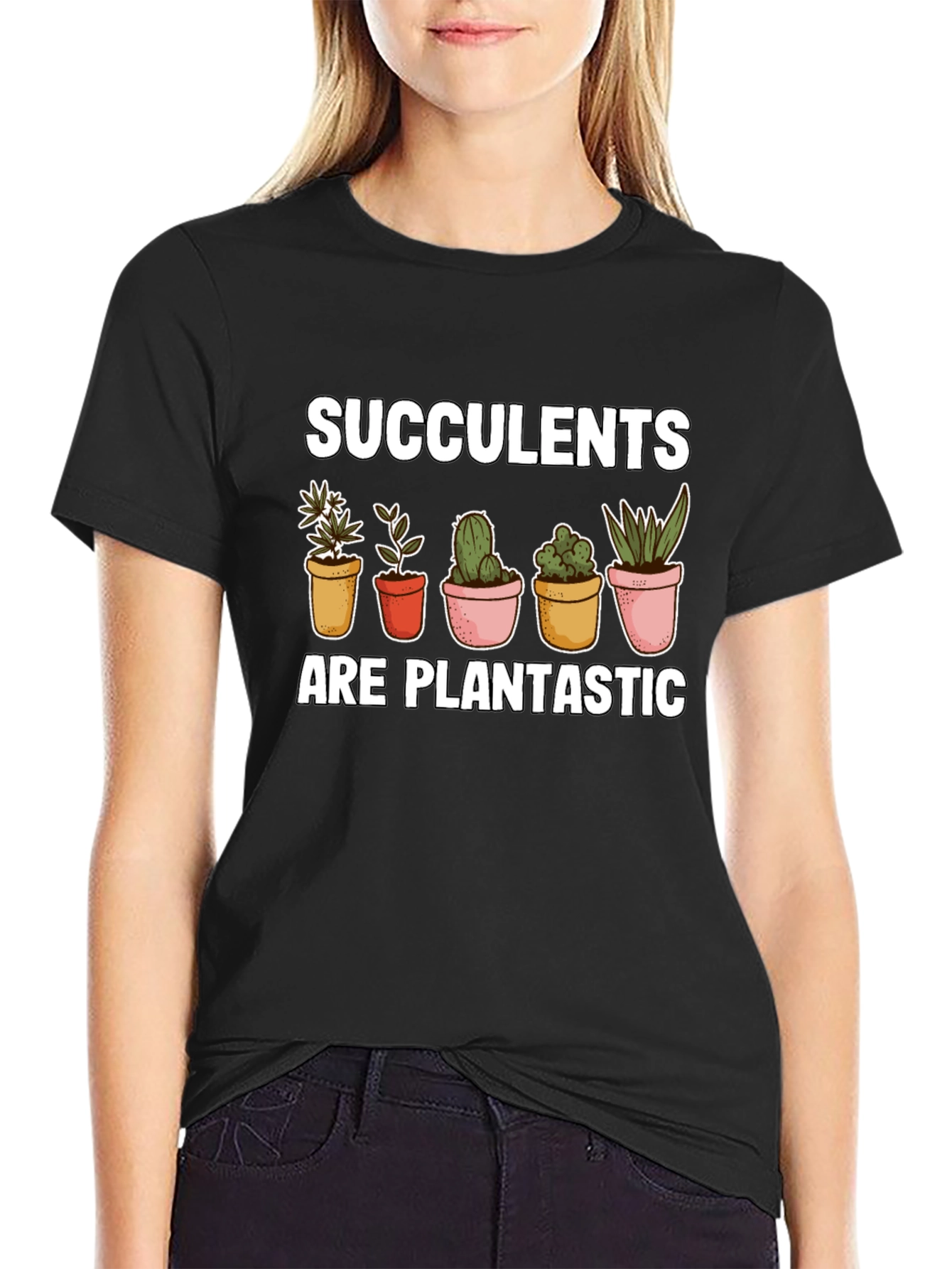 Black Succulents Plantastic Graphic Tee view 2