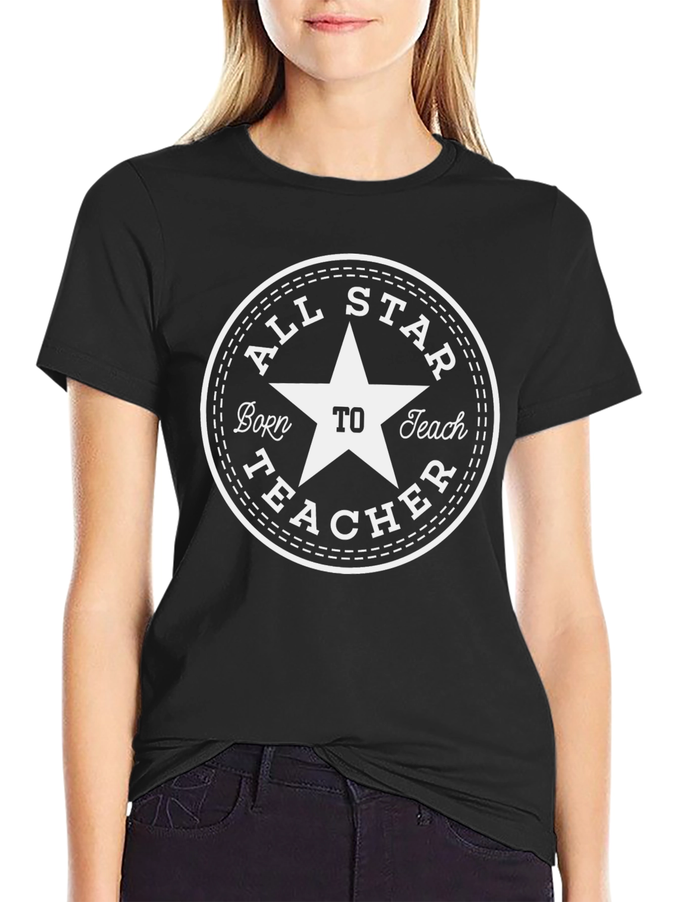 Black All Star Born to Teach Graphic Tee - Black view 2