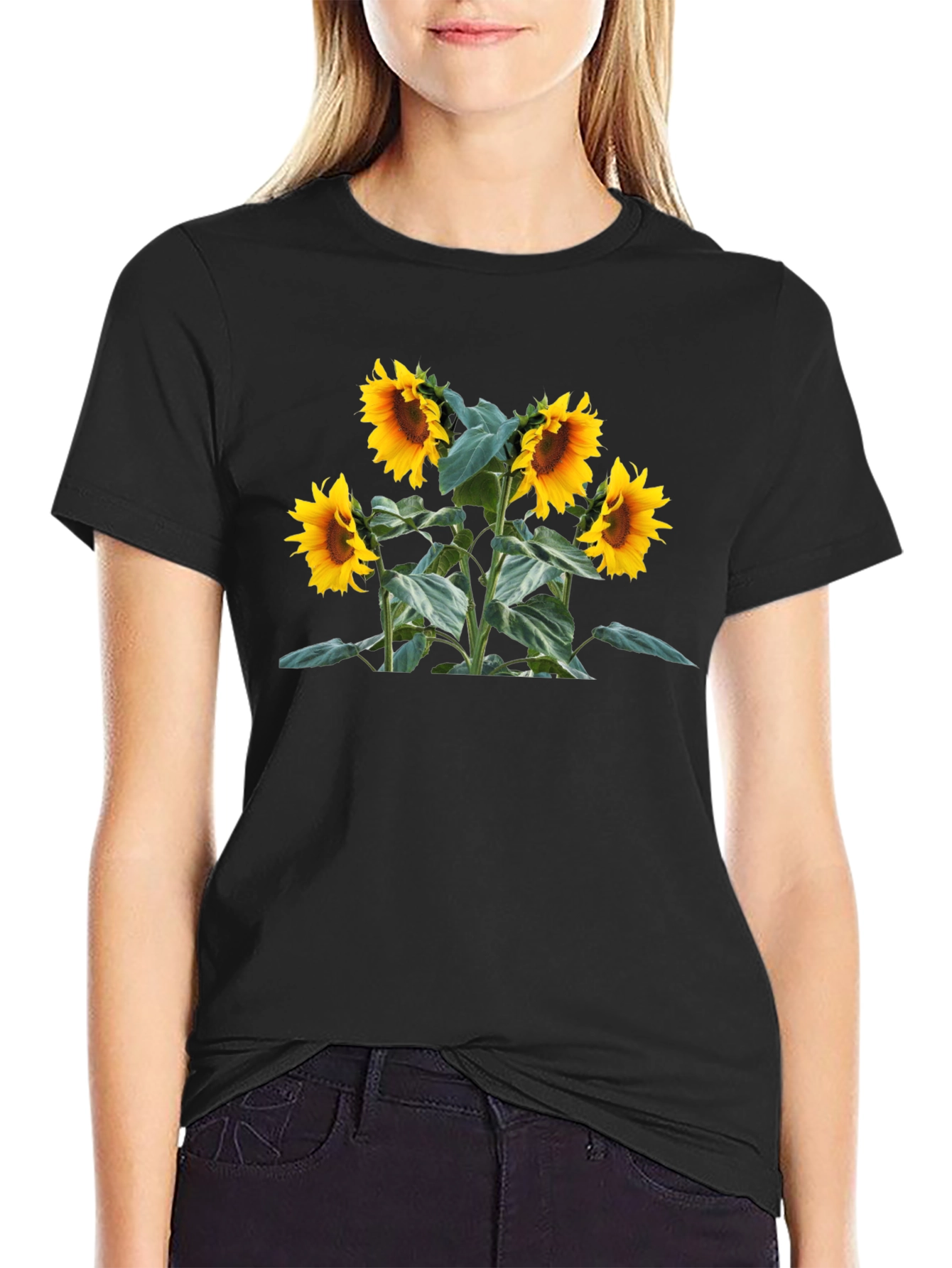 Black Sunflower Graphic T-Shirt view 2