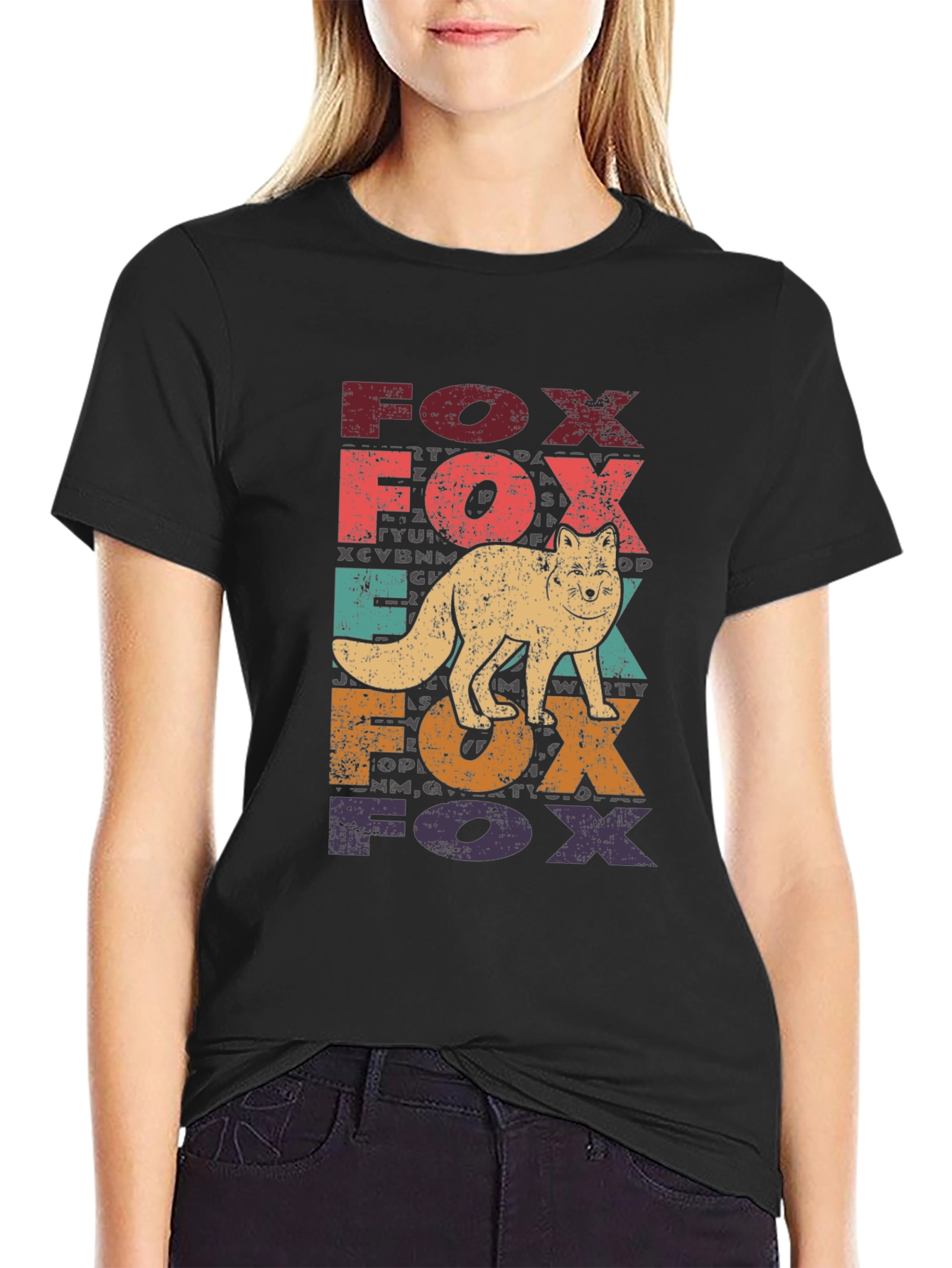 Black Vintage Fox Graphic T-Shirt - Animal Lover Tee view 2
