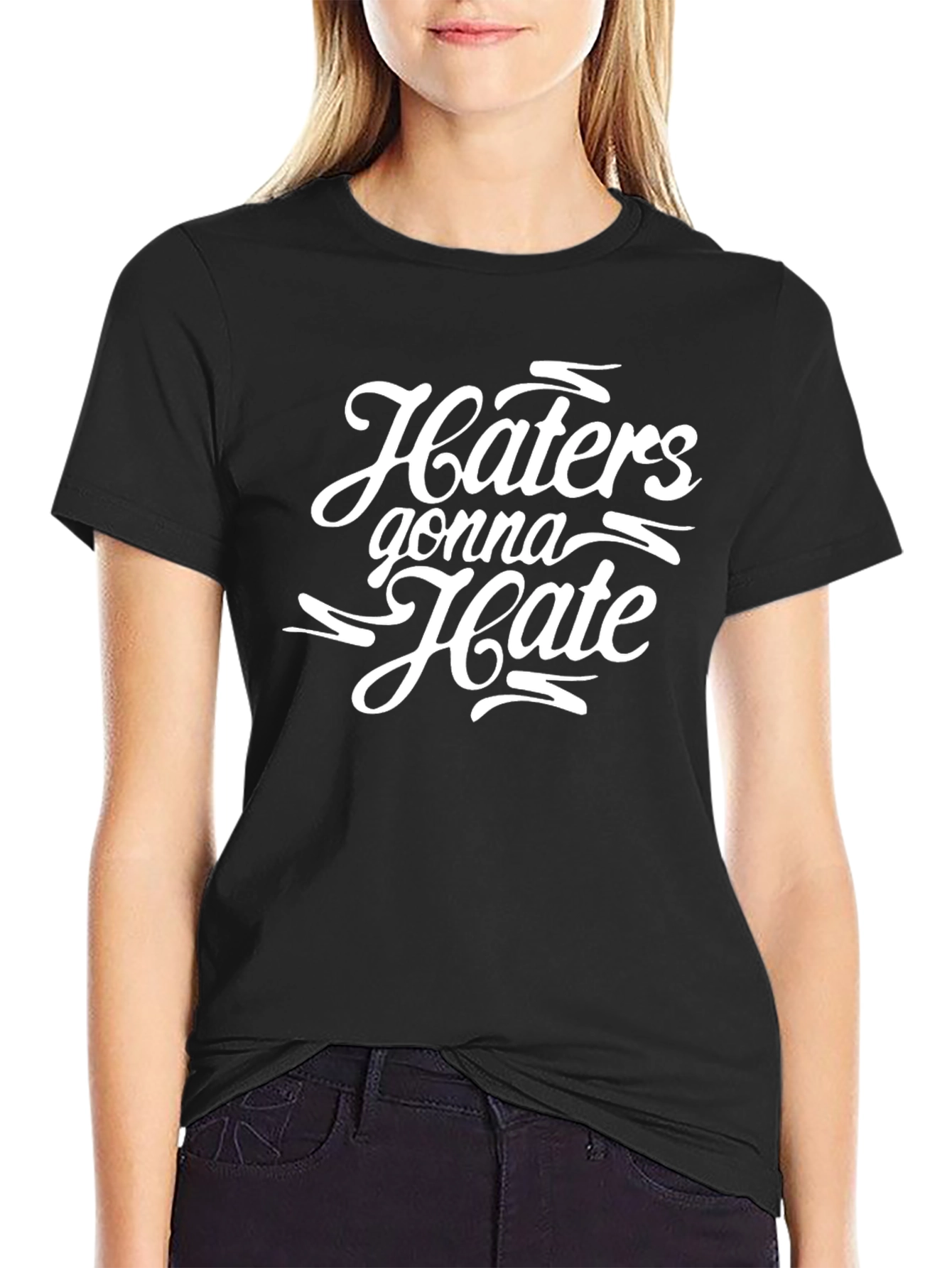 Black Haters Gonna Hate Graphic Tee - Black view 2