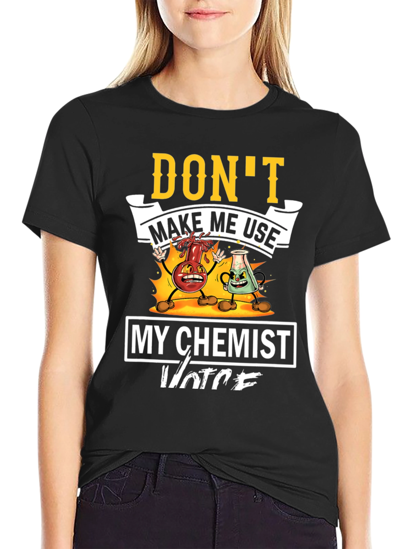 Black Funny Chemist Voice Graphic T-Shirt view 2