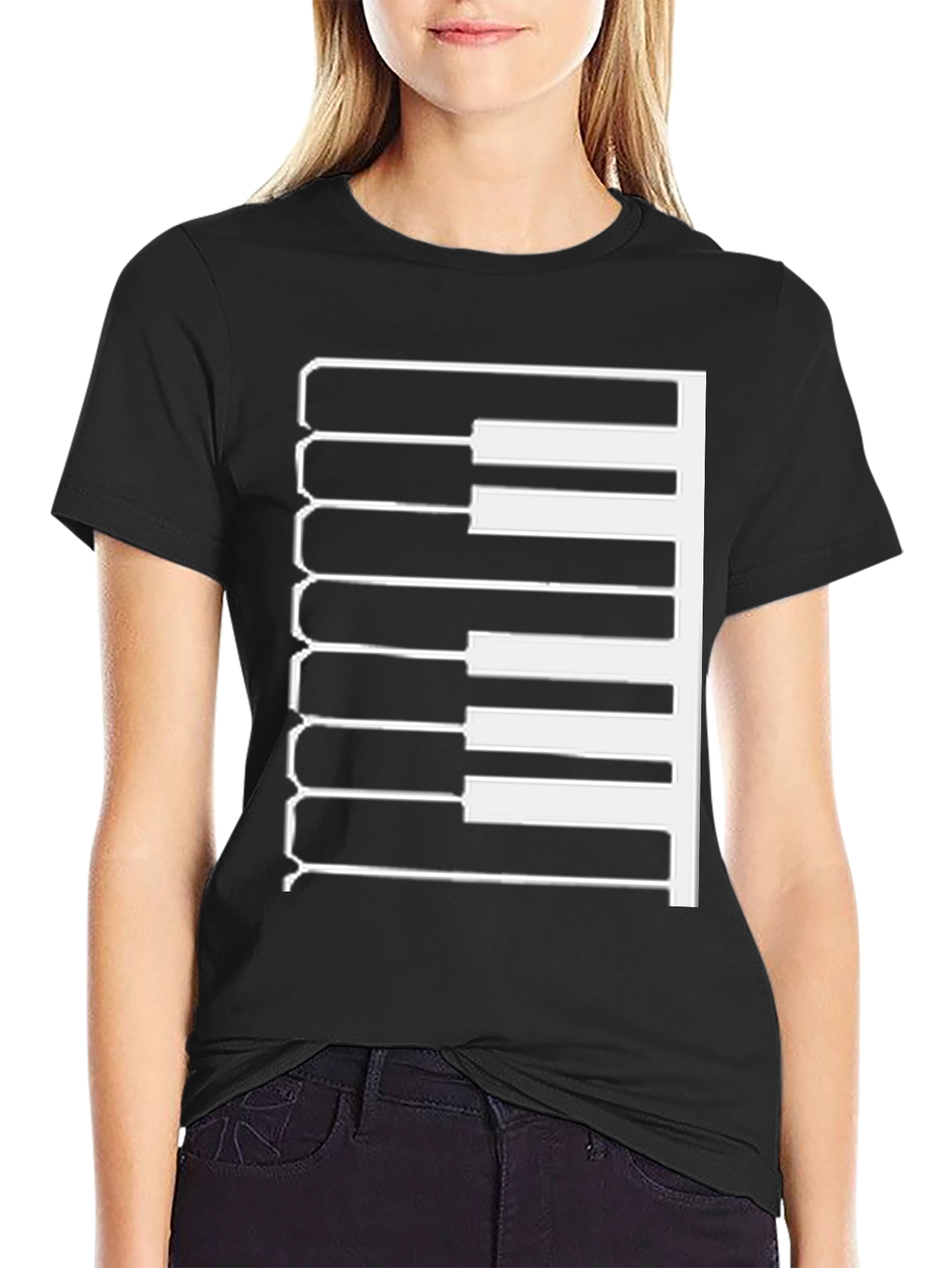 Black Piano Keys Graphic T-Shirt - Black view 2