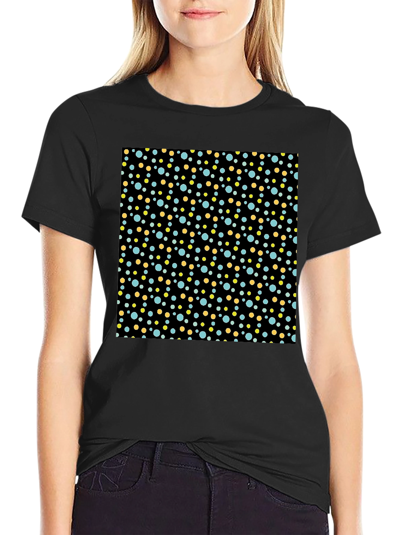 Black Retro Polka Dot T-Shirt - Classic Style view 2