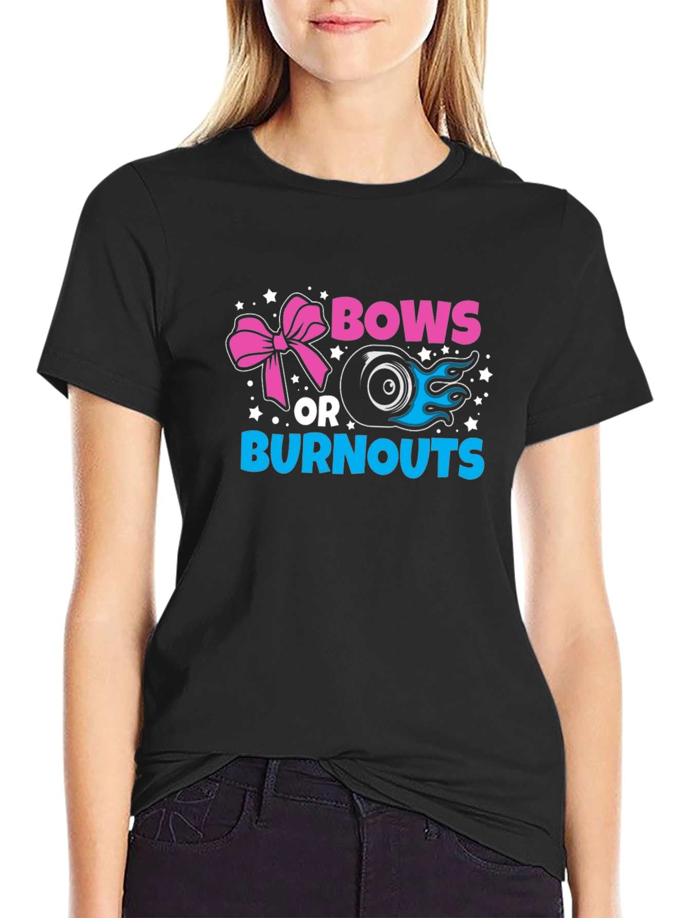 Black Bows or Burnouts Gender Reveal T-Shirt view 2
