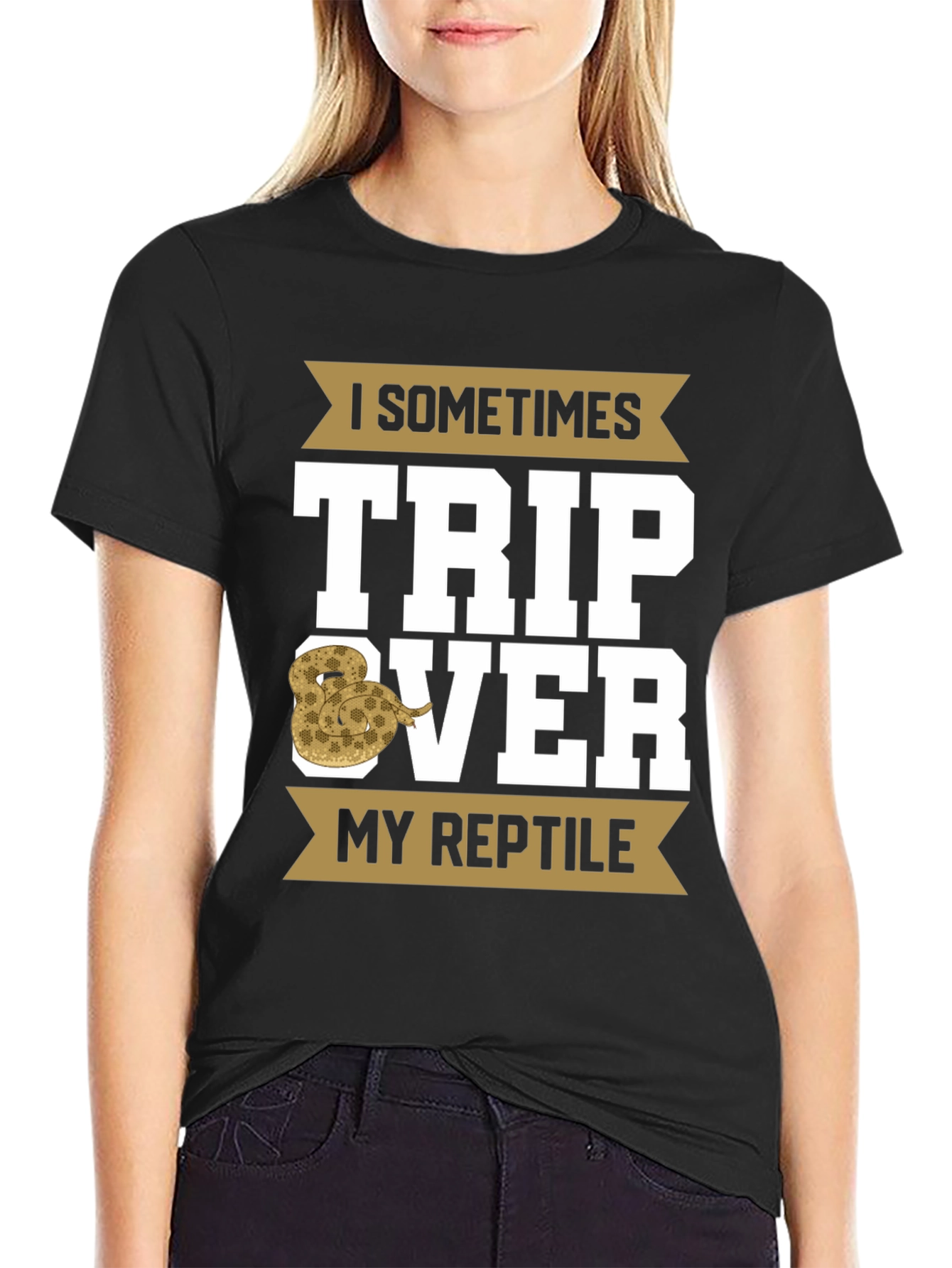 Black I Sometimes Trip Over My Reptile T-Shirt view 2