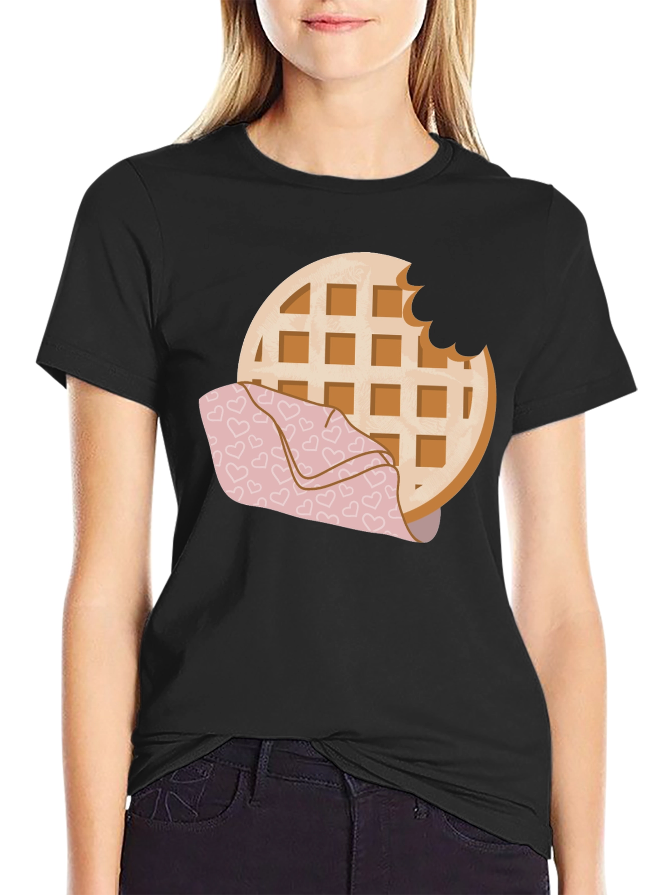 Black Waffle Lover Graphic Tee - Bite Me view 2