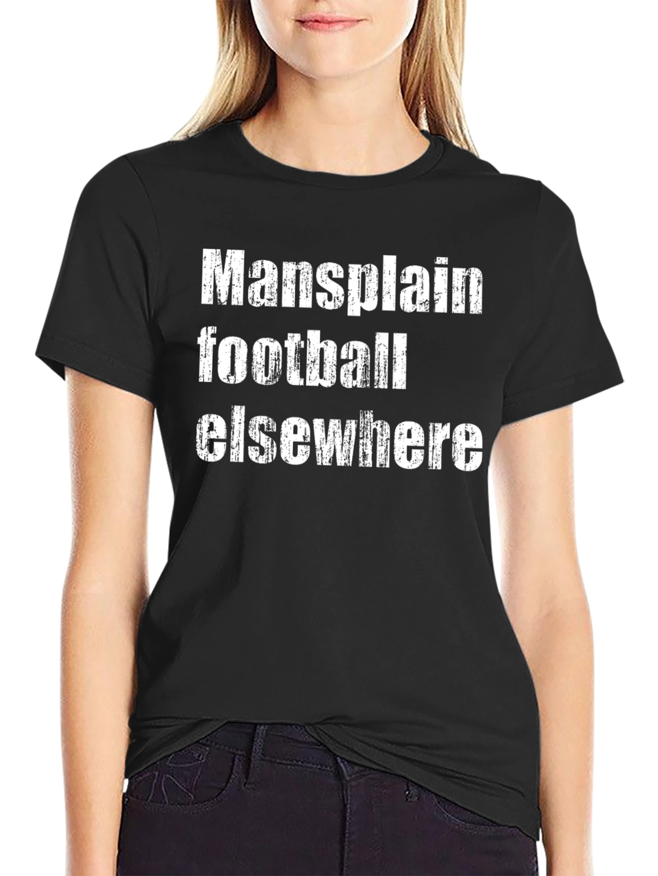 Black Mansplain Football Elsewhere Graphic Tee view 2