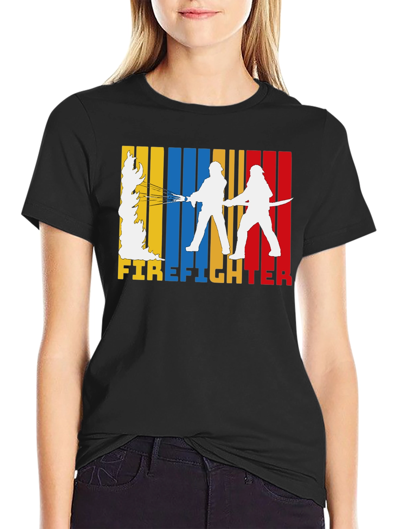 Black Firefighter Graphic Tee - Black view 2