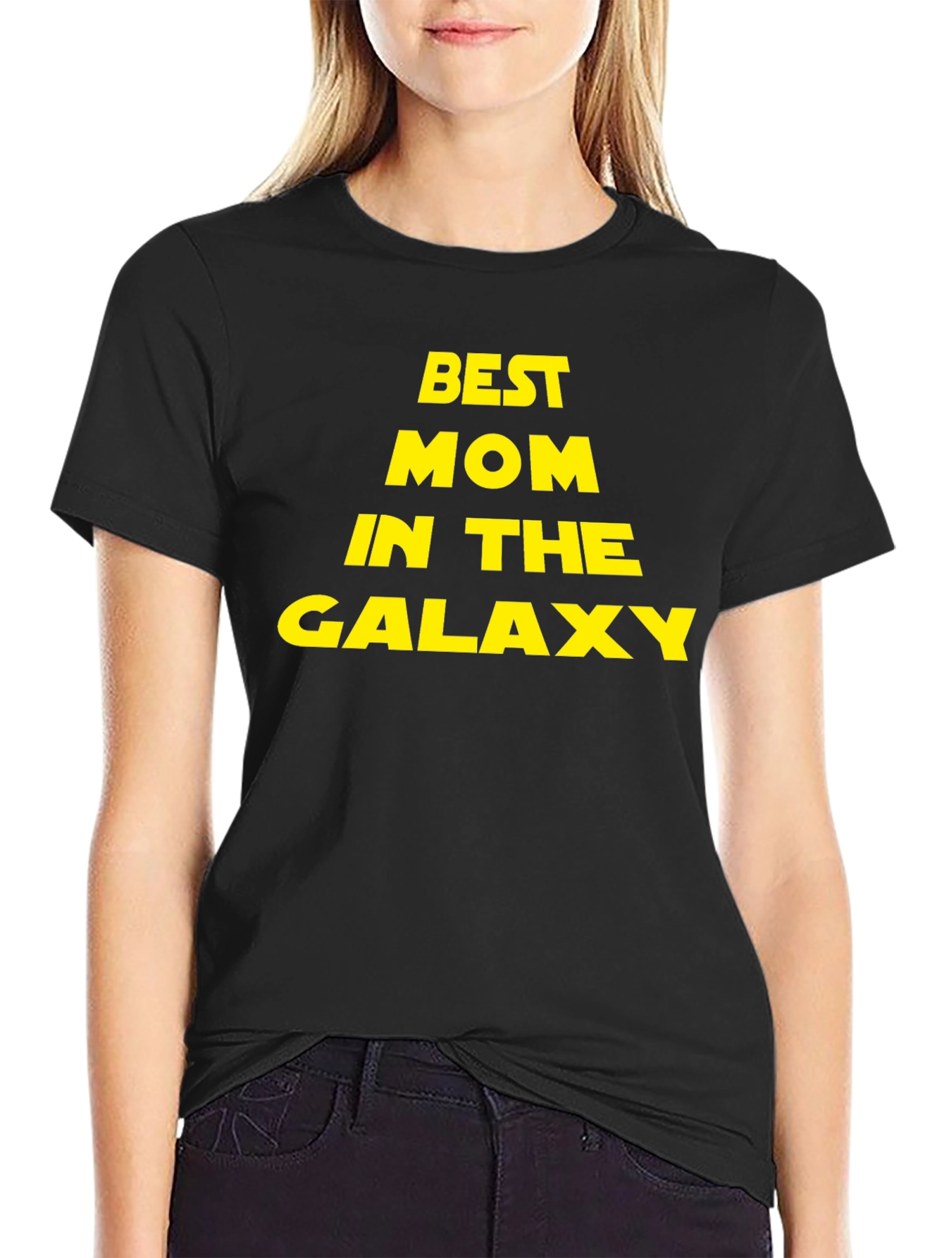 Black Best Mom In The Galaxy T-Shirt - Black view 2