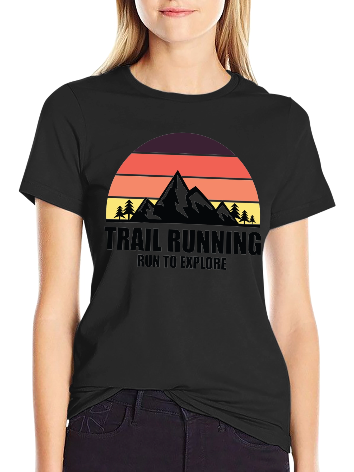 Black Trail Running Adventure Tee: Run to Explore view 2
