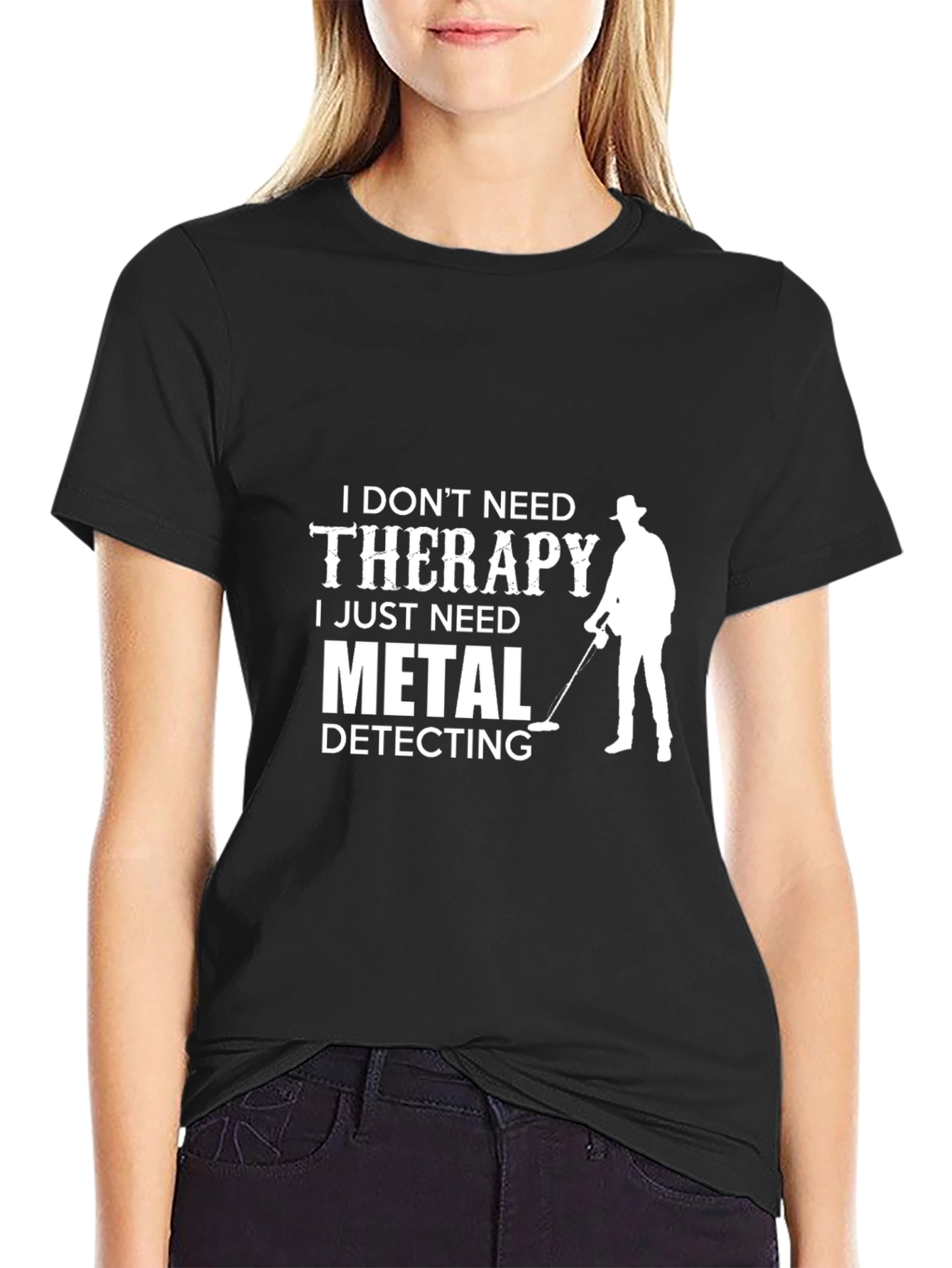 Black Metal Detecting Therapy Tee view 2
