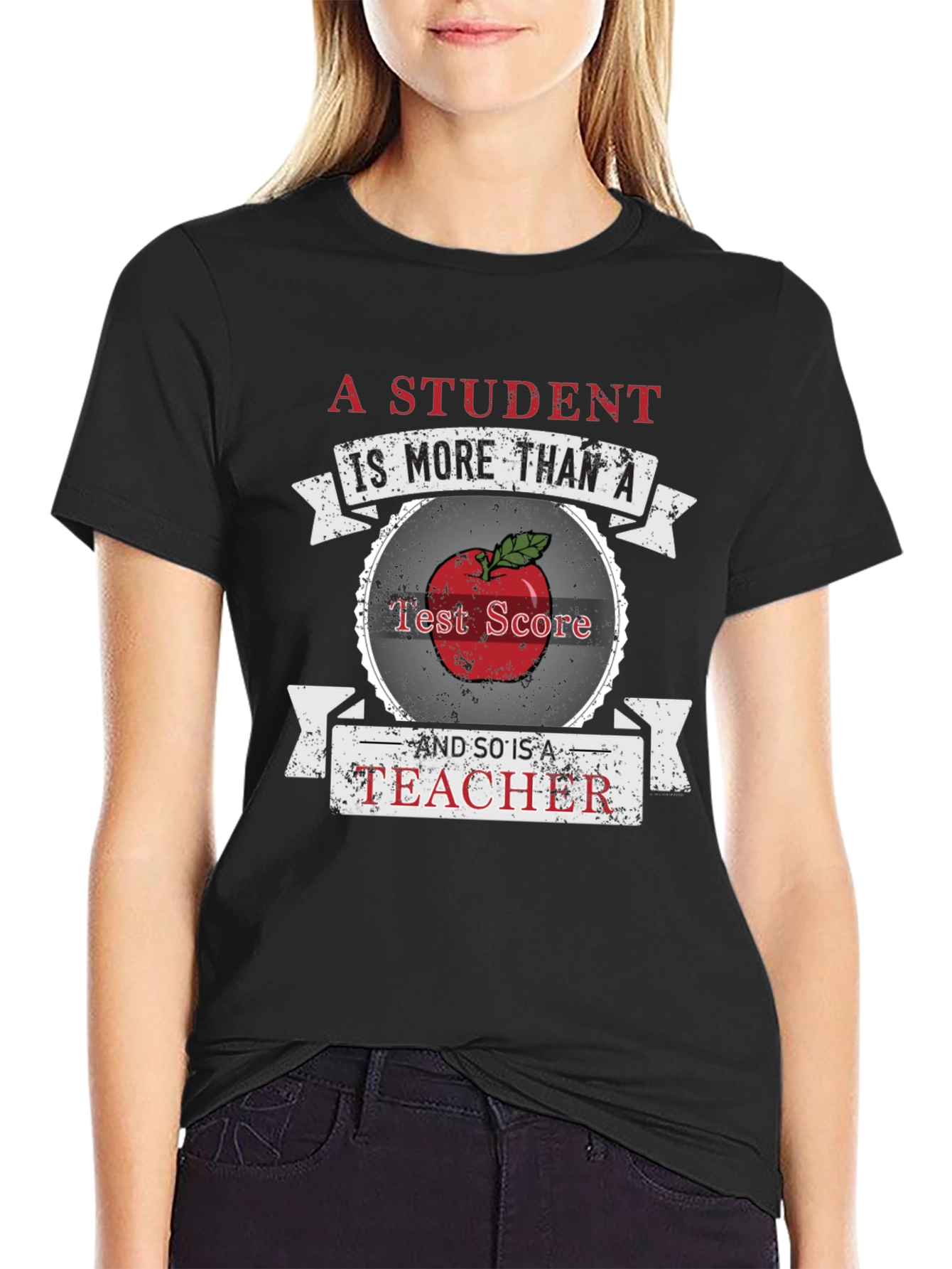 Black Teacher Apple Graphic Tee view 2
