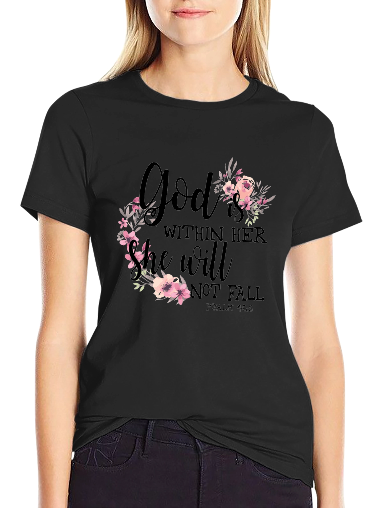 Black God Is Within Her Floral T-Shirt view 2