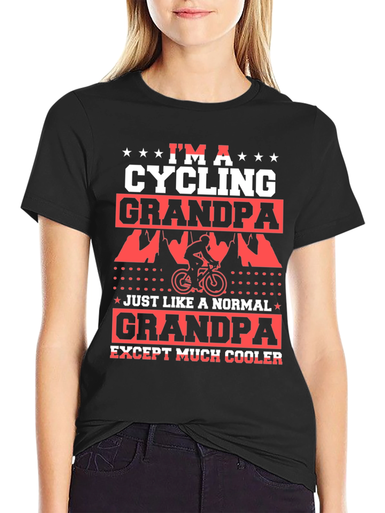 Black Cycling Grandpa T-Shirt - Cool Grandpa Tee view 2