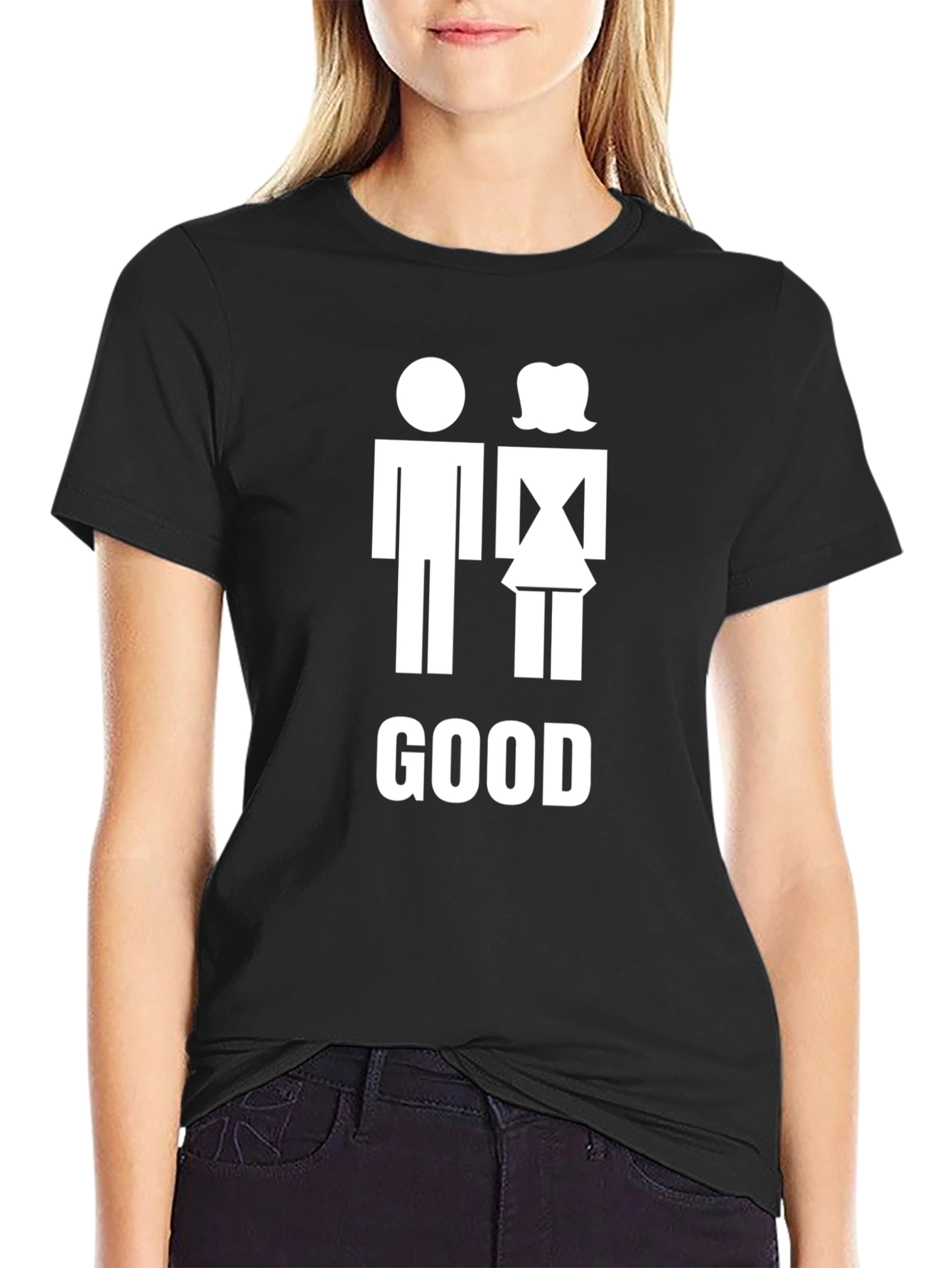 Black Humorous GOOD Man & Woman Unisex T-Shirt view 2