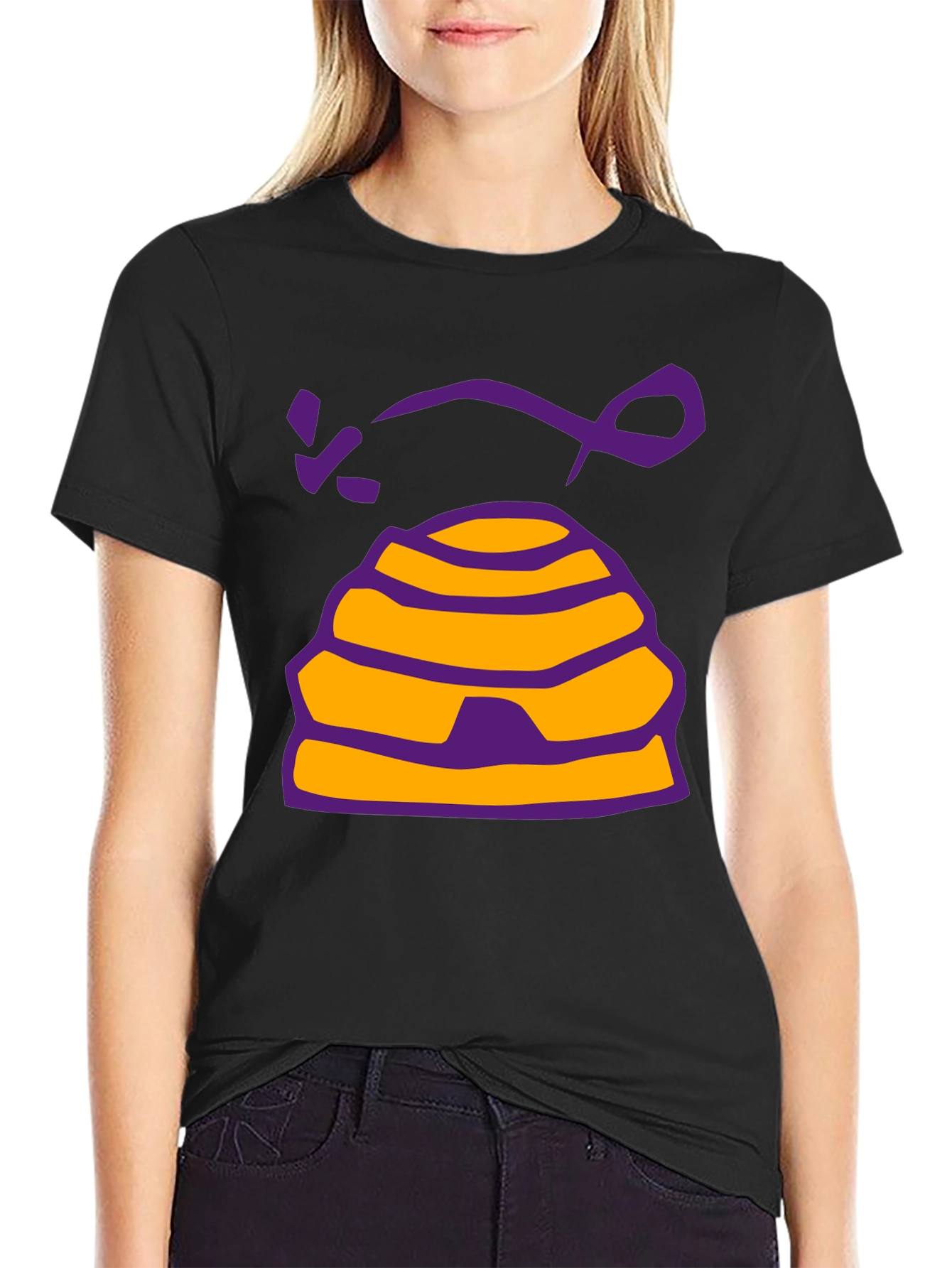Black Beehive Graphic T-Shirt - Casual Black Tee view 2