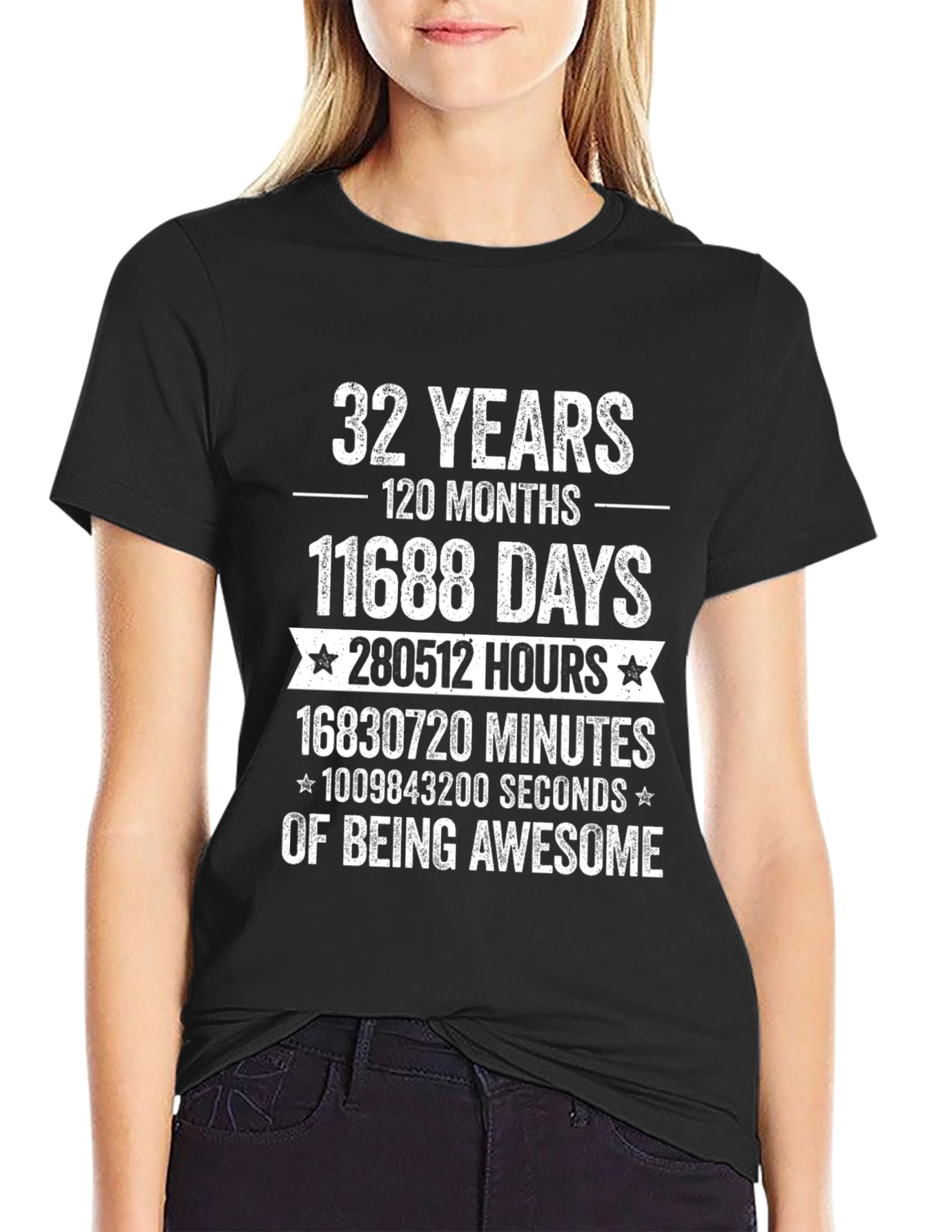 Black 32 Years Of Being Awesome Graphic Tee view 2