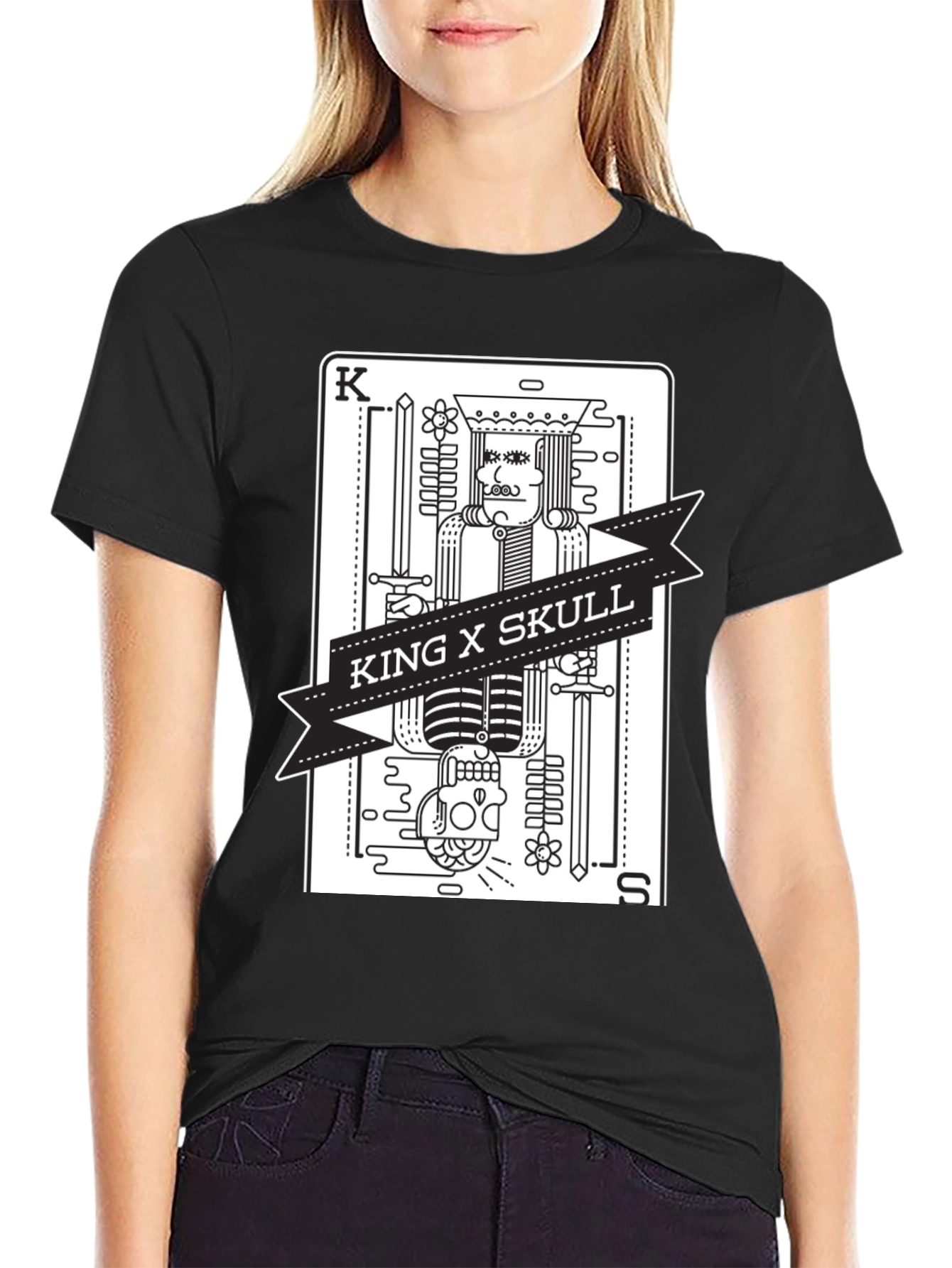 Black King X Skull Black Graphic Tee view 2