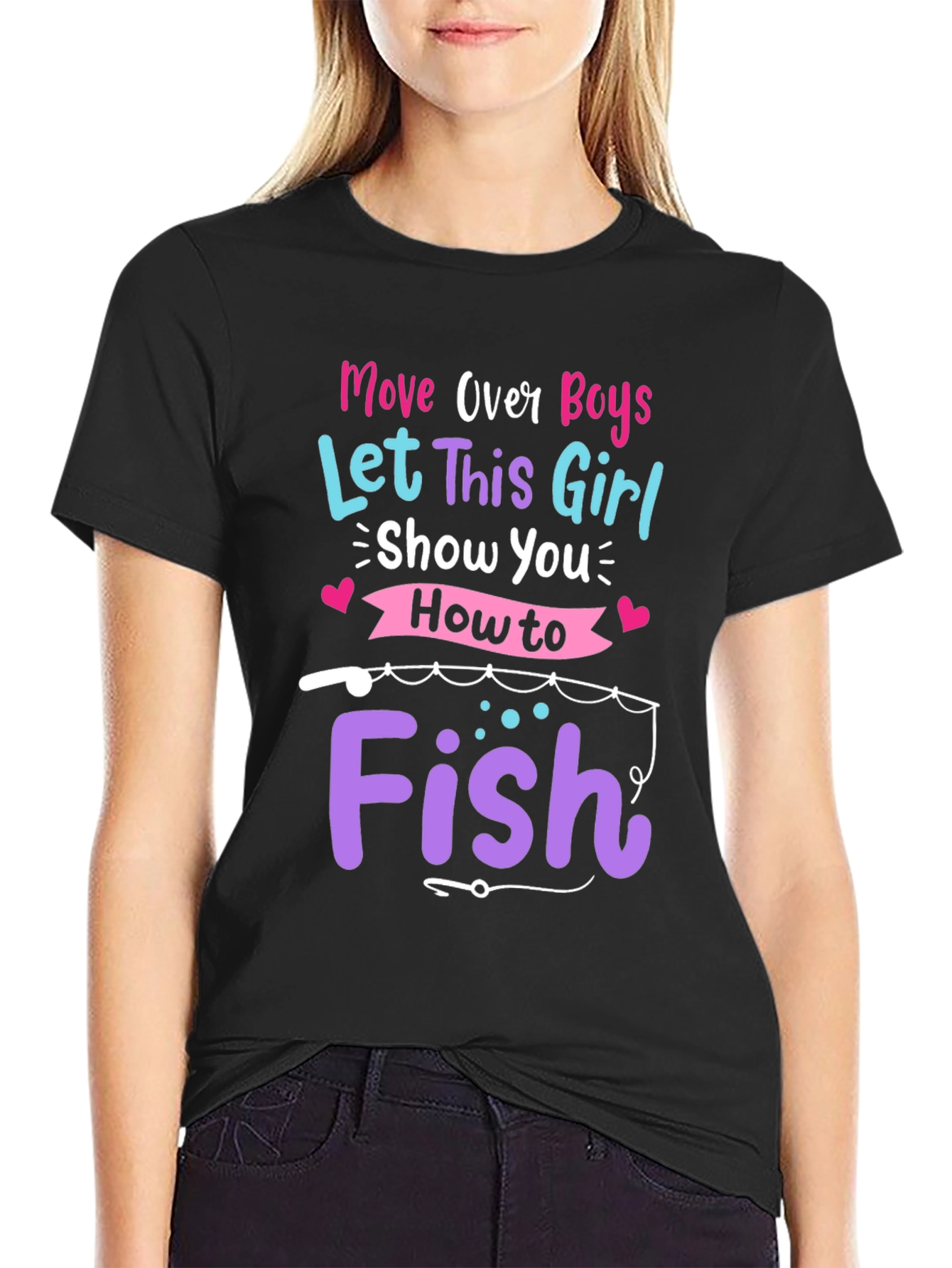 Black Move Over Boys Fishing T-Shirt view 2