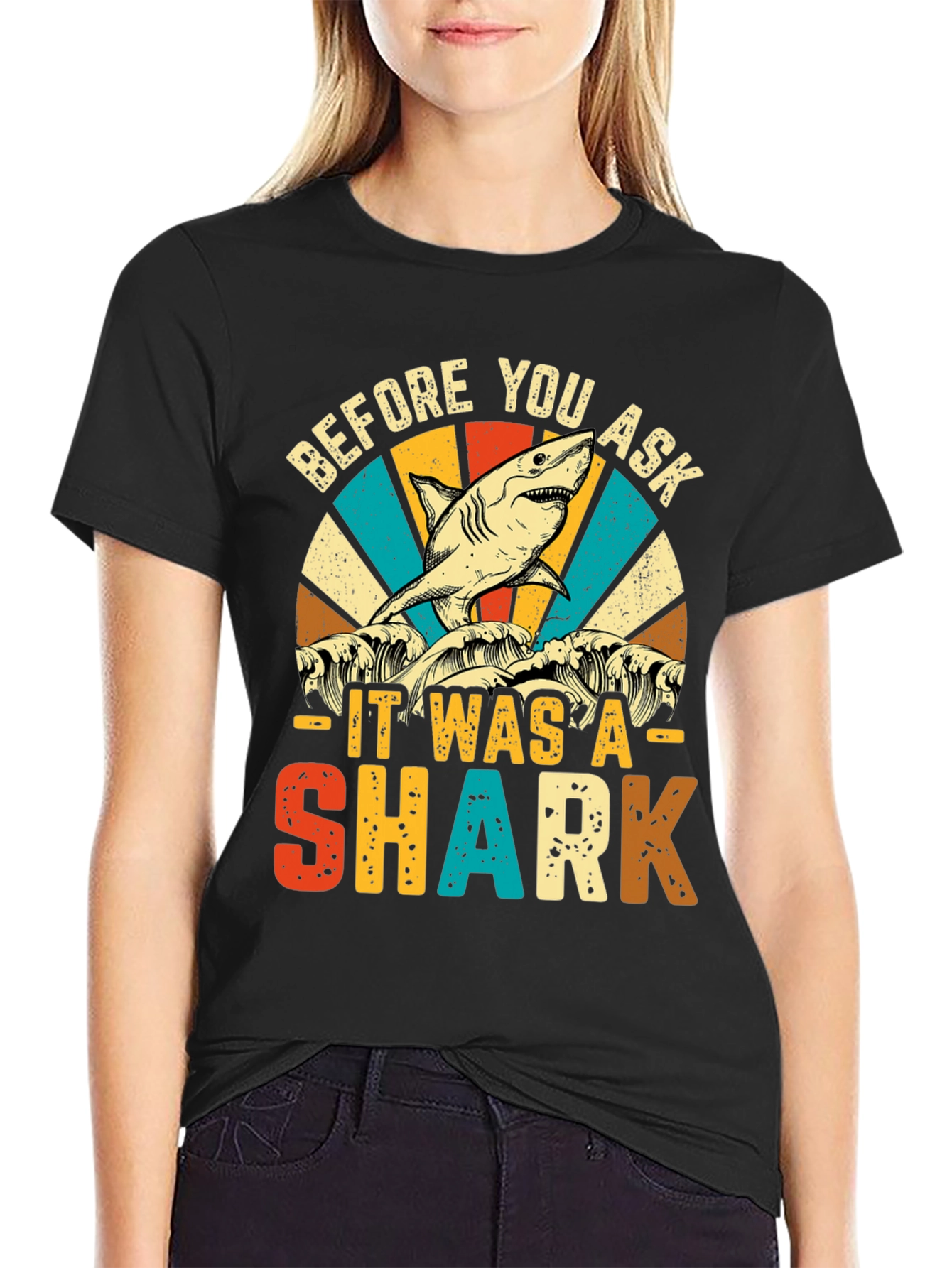 Black Before You Ask It Was A Shark T-Shirt view 2