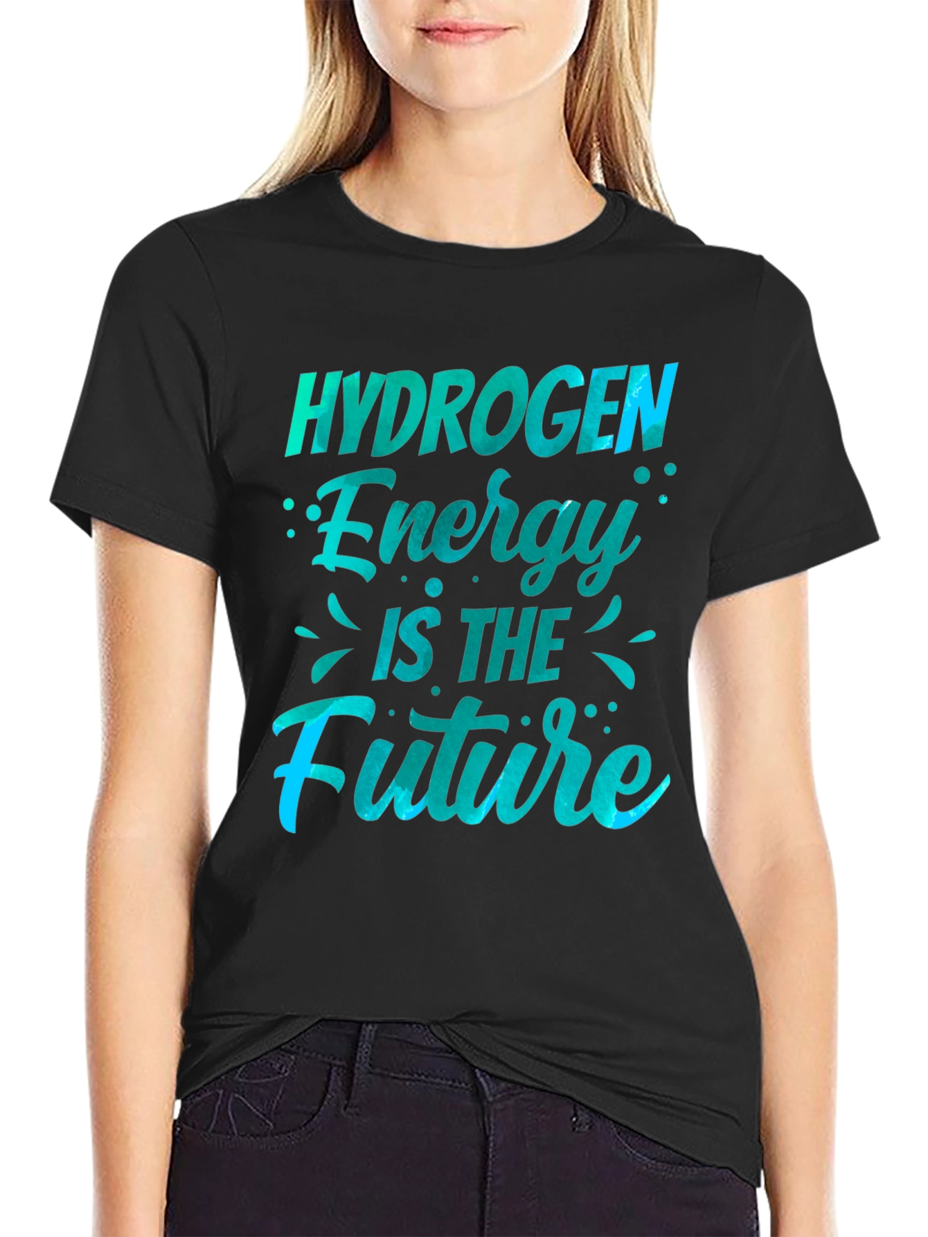 Black Hydrogen Energy Future Graphic T-Shirt view 2