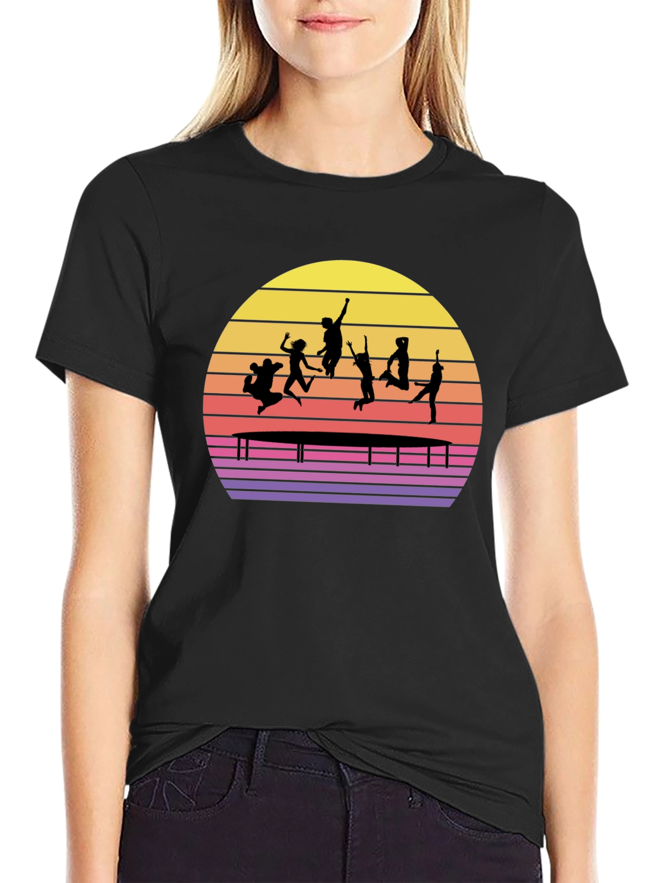Black Trampoline Sunset Graphic Tee view 2