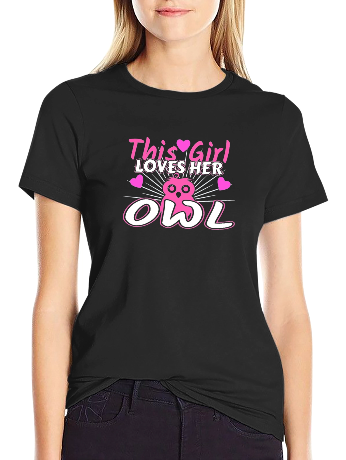 This Girl Loves Her Owl Graphic T-Shirt - Trendy Tee - 2