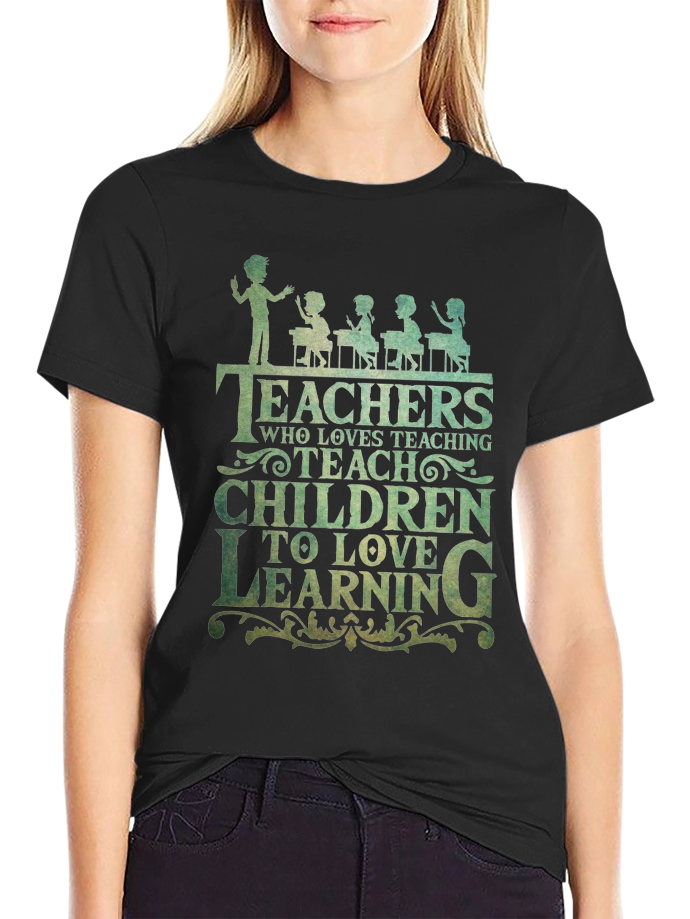Black Teacher Love Teaching Graphic Tee - Black view 2