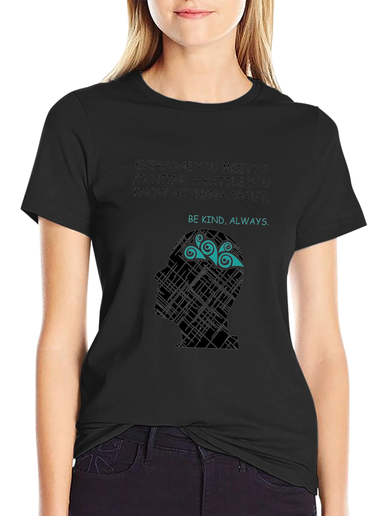 Black Kindness Quote T-Shirt - Be Kind Always view 2