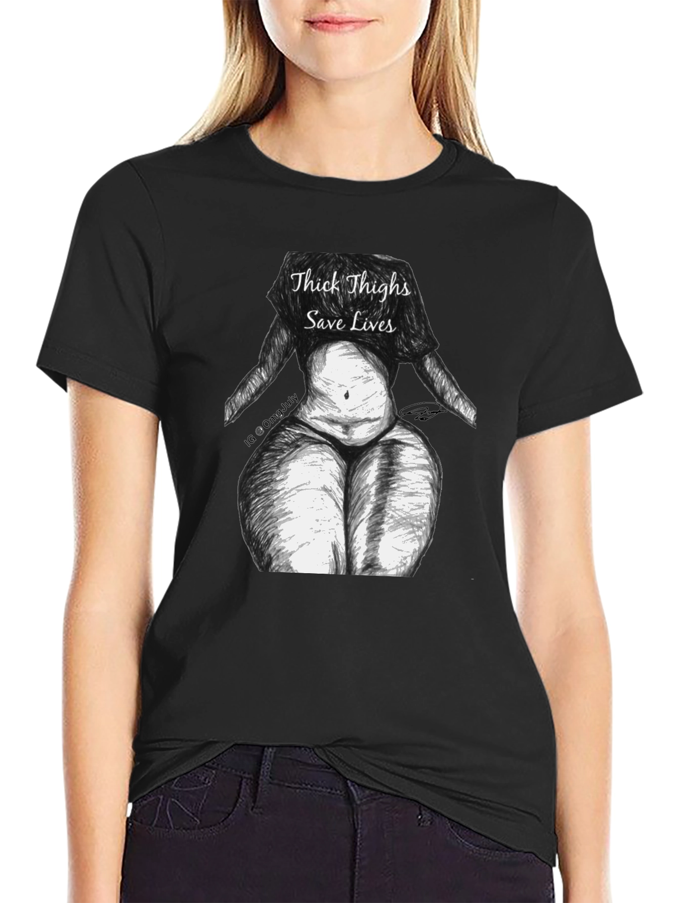 Black Thick Thighs Save Lives Graphic Tee - Unisex view 2