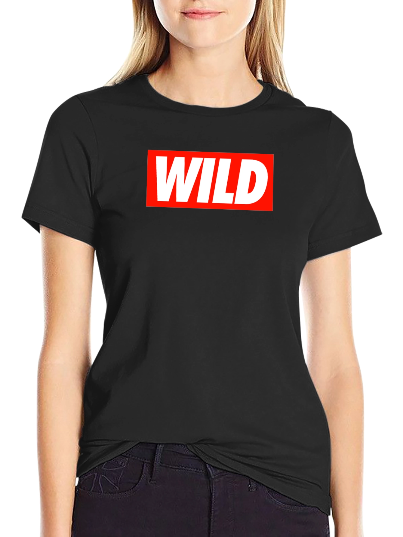 Black Wild Graphic Tee - Red and White on Black Cotton view 2