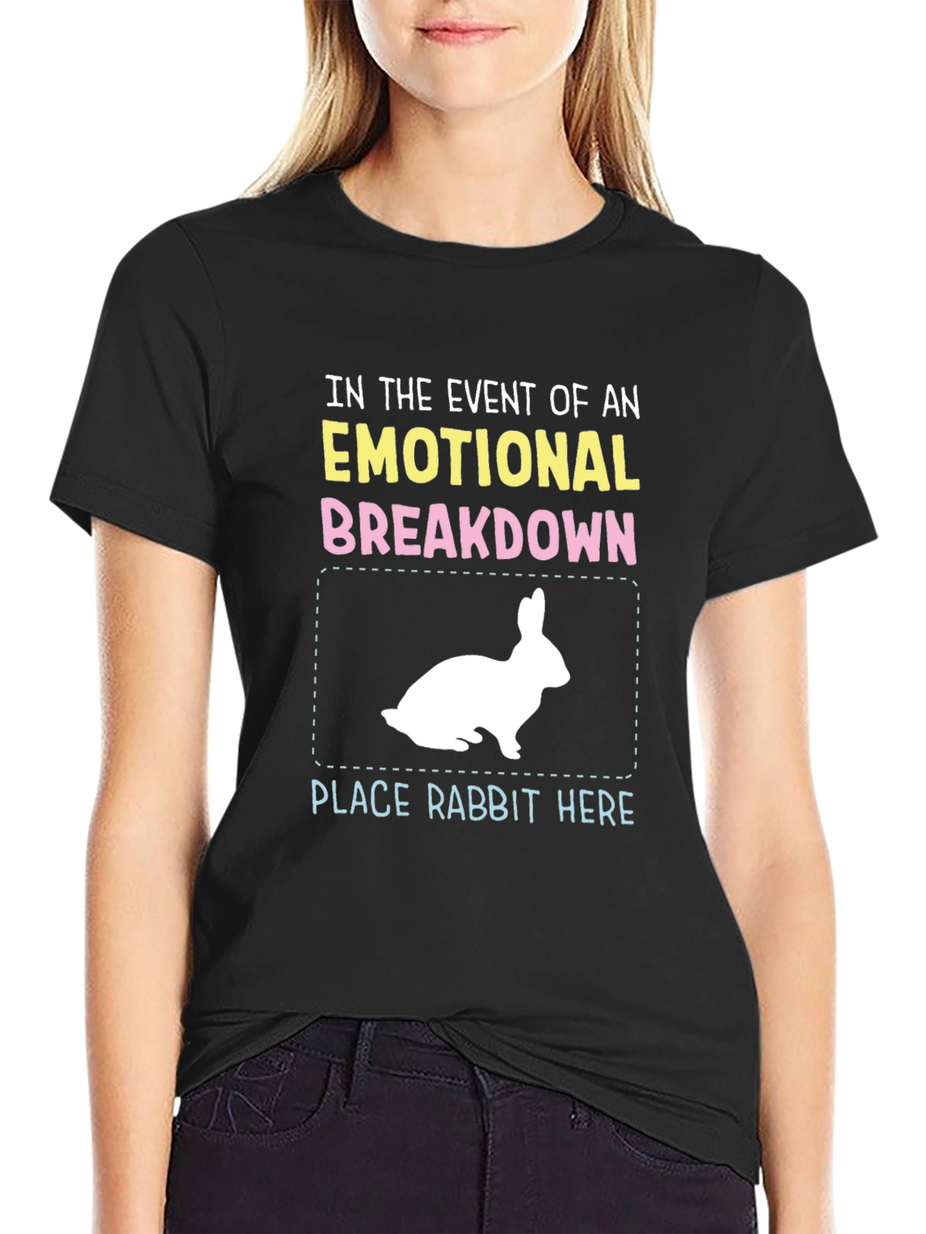 Black Emotional Breakdown Rabbit T-Shirt view 2