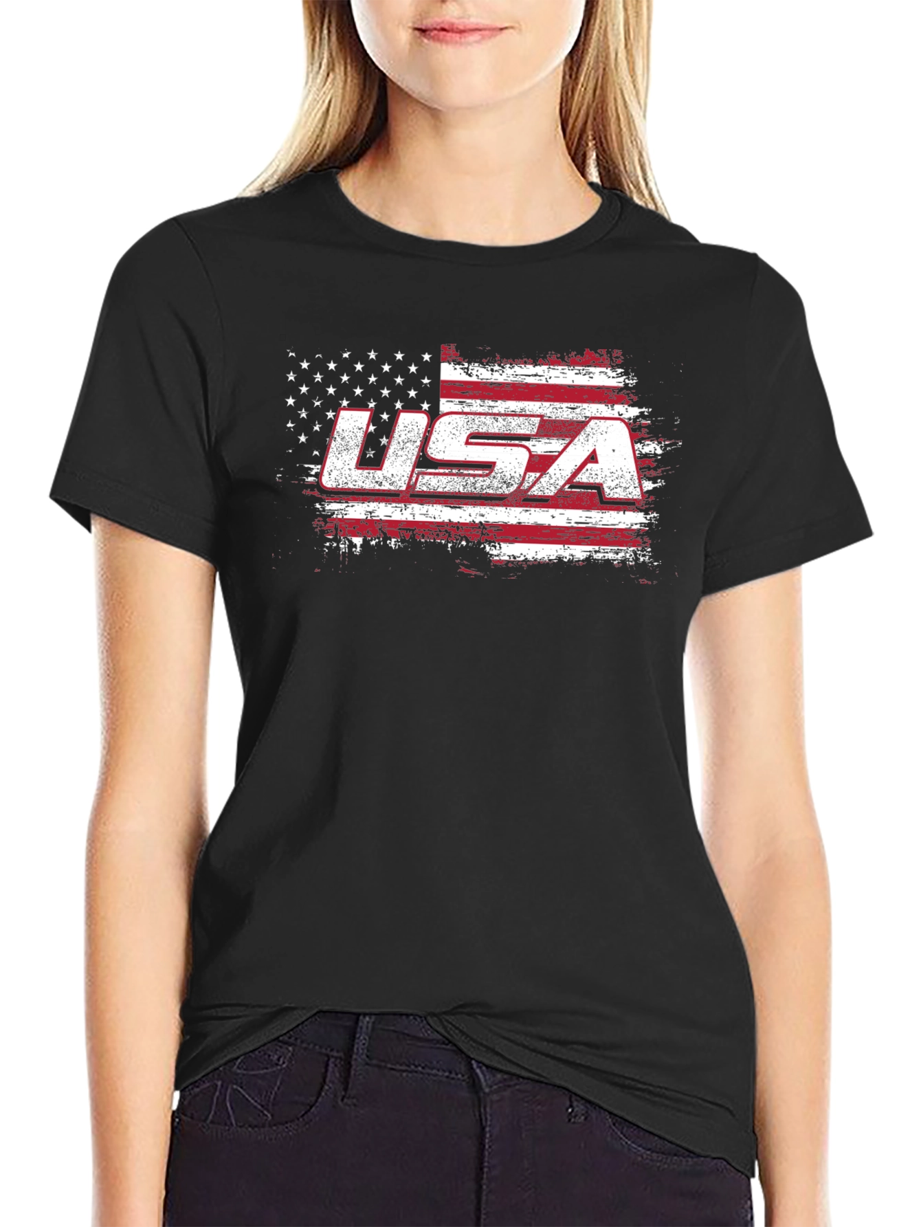 Black USA Flag Graphic T-Shirt Patriotic American Pride view 2