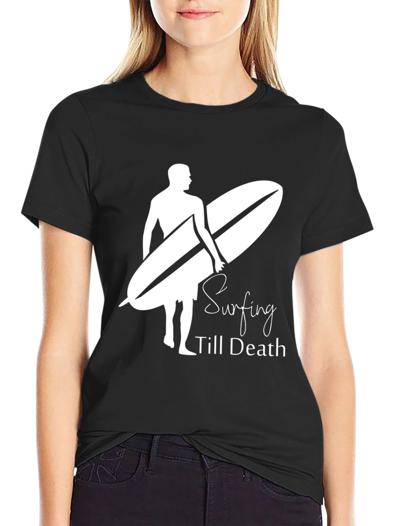 Black Surfing Till Death Graphic Tee view 2