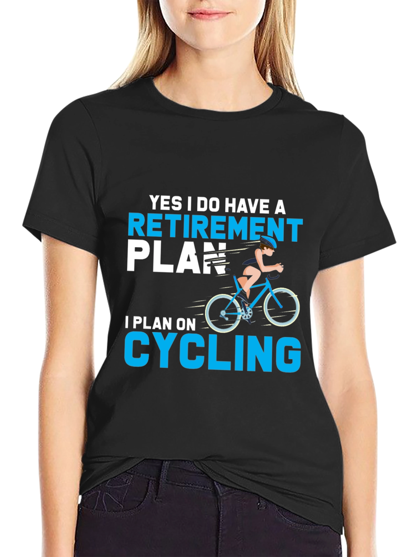 Black Retirement Plan Cycling T-Shirt view 2