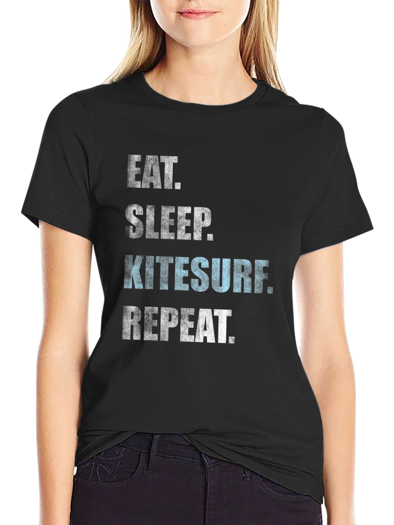 Black Eat Sleep Kitesurf Repeat T-Shirt view 2