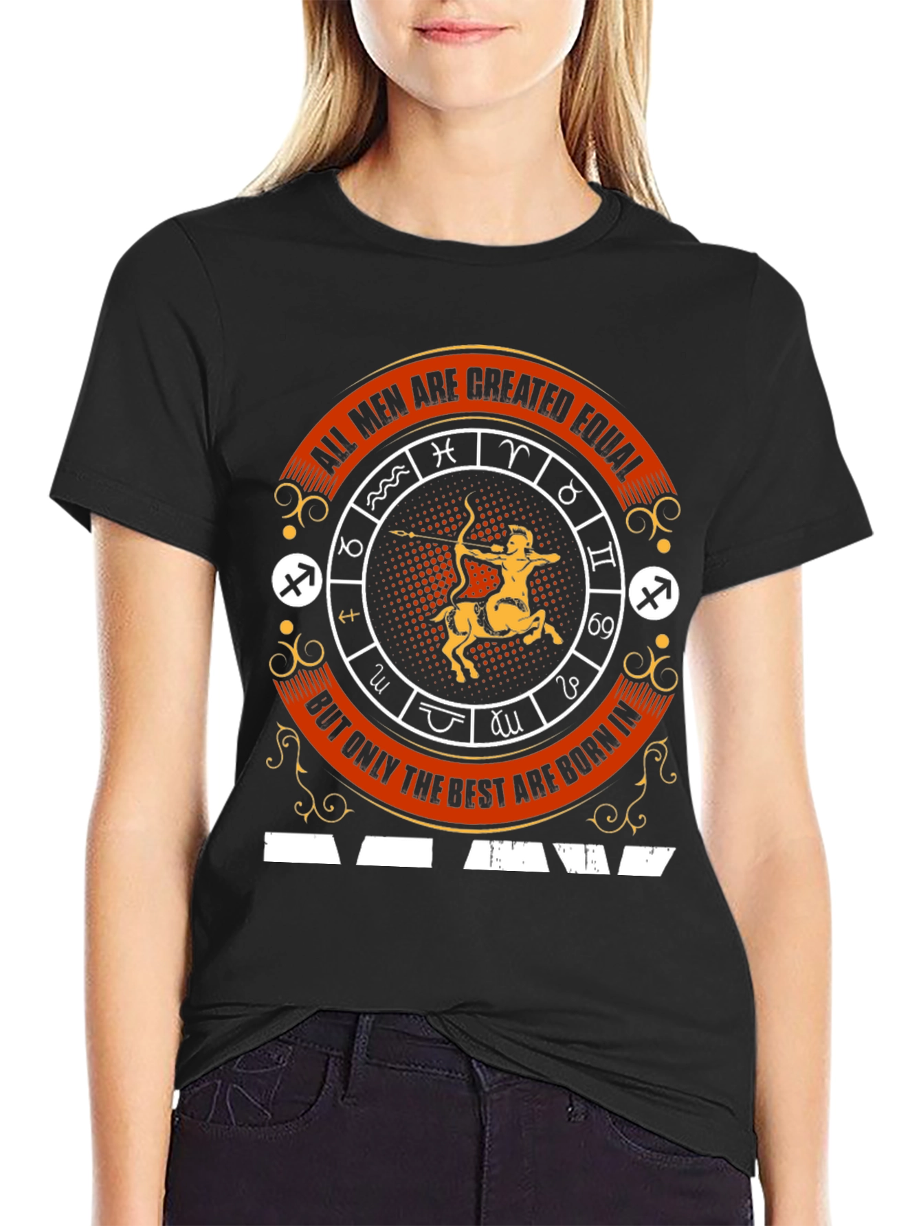 Black Zodiac Sign Graphic Tee - Astrology T-Shirt view 2