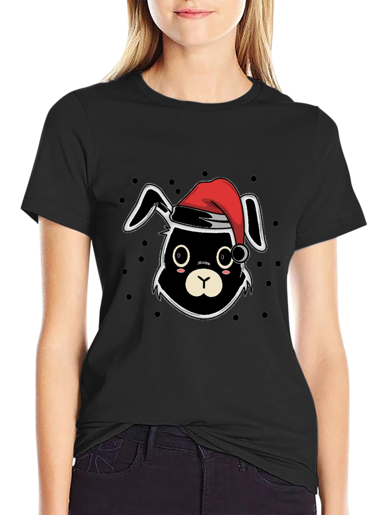 Black Festive Bunny T-Shirt - Holiday Edition view 2