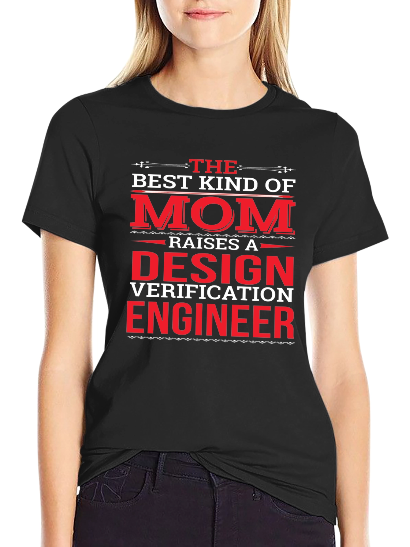 Black Design Verification Engineer Mom T-Shirt view 2