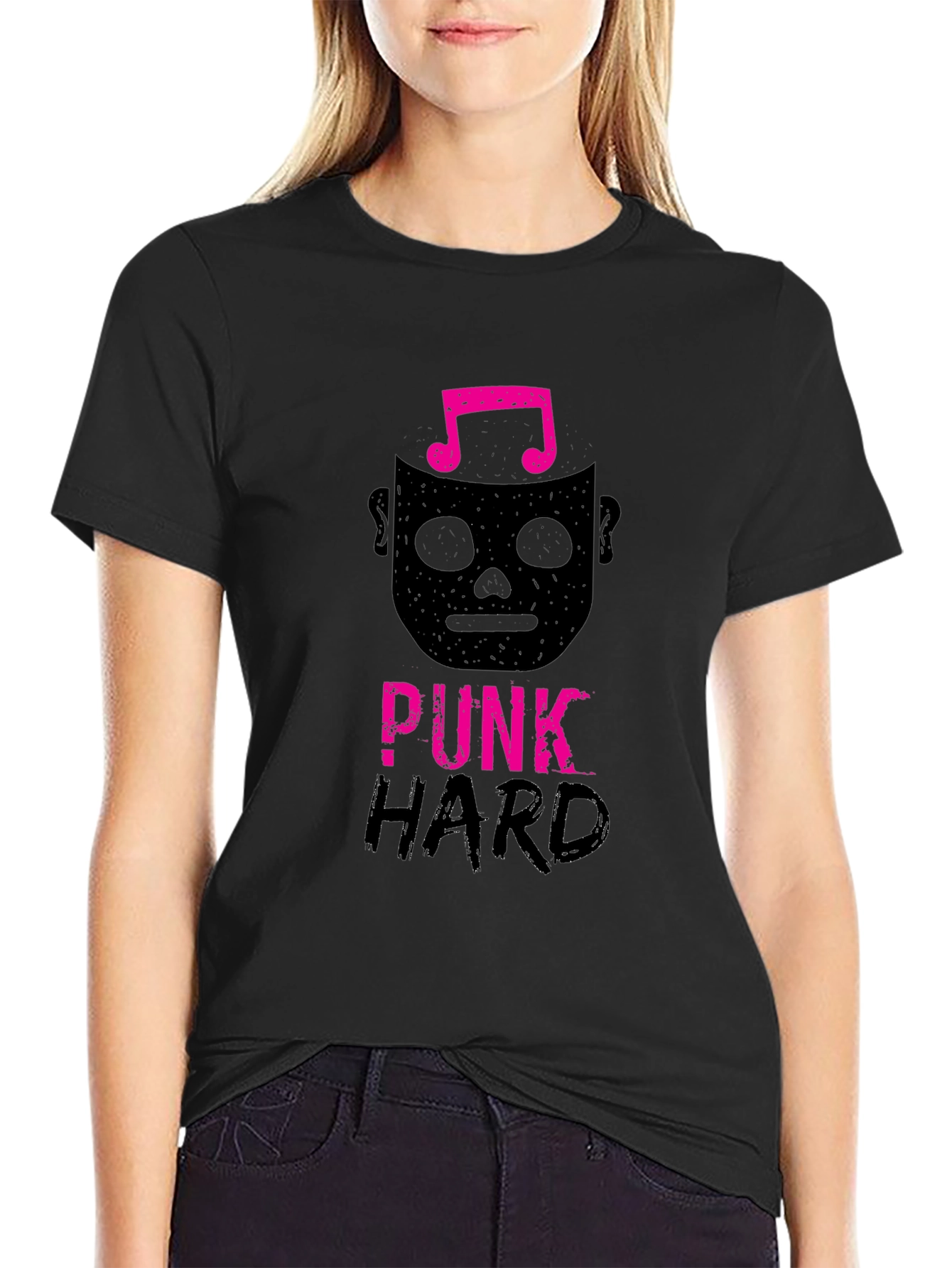 Black Punk Hard Graphic Tee - Black view 2